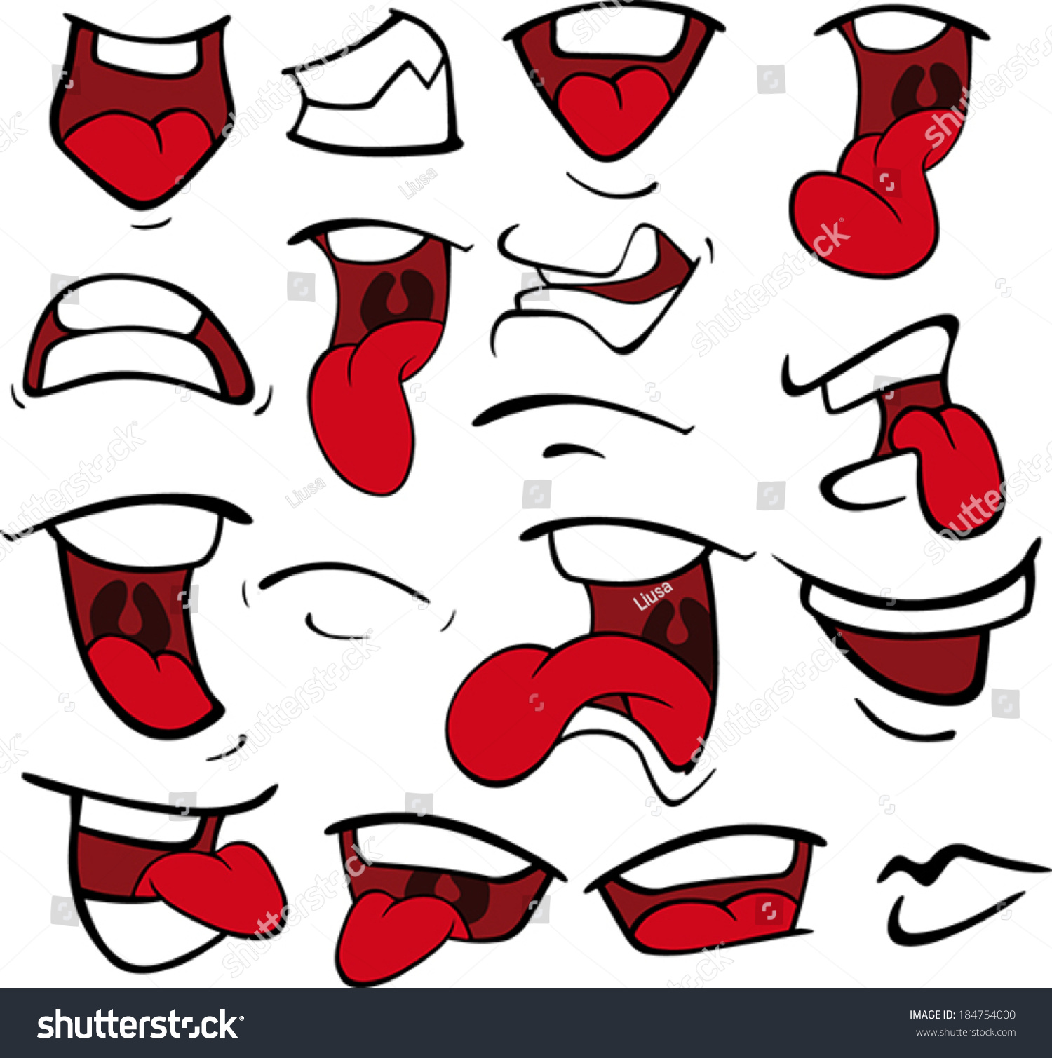 Set Of Mouths Cartoon Stock Vector Illustration 184754000 : Shutterstock