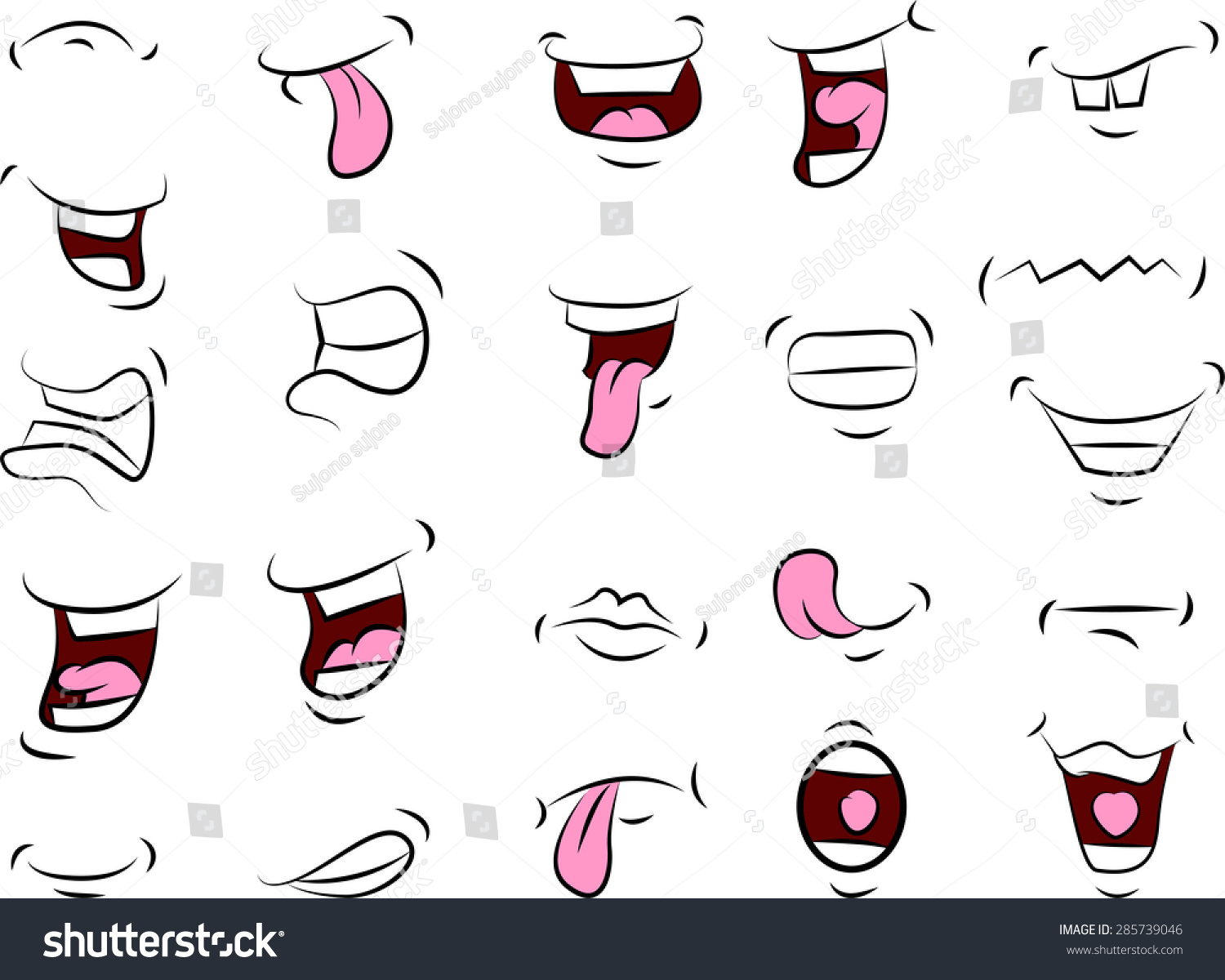Set Of Mouths Cartoon For Your Design Stock Vector Illustration