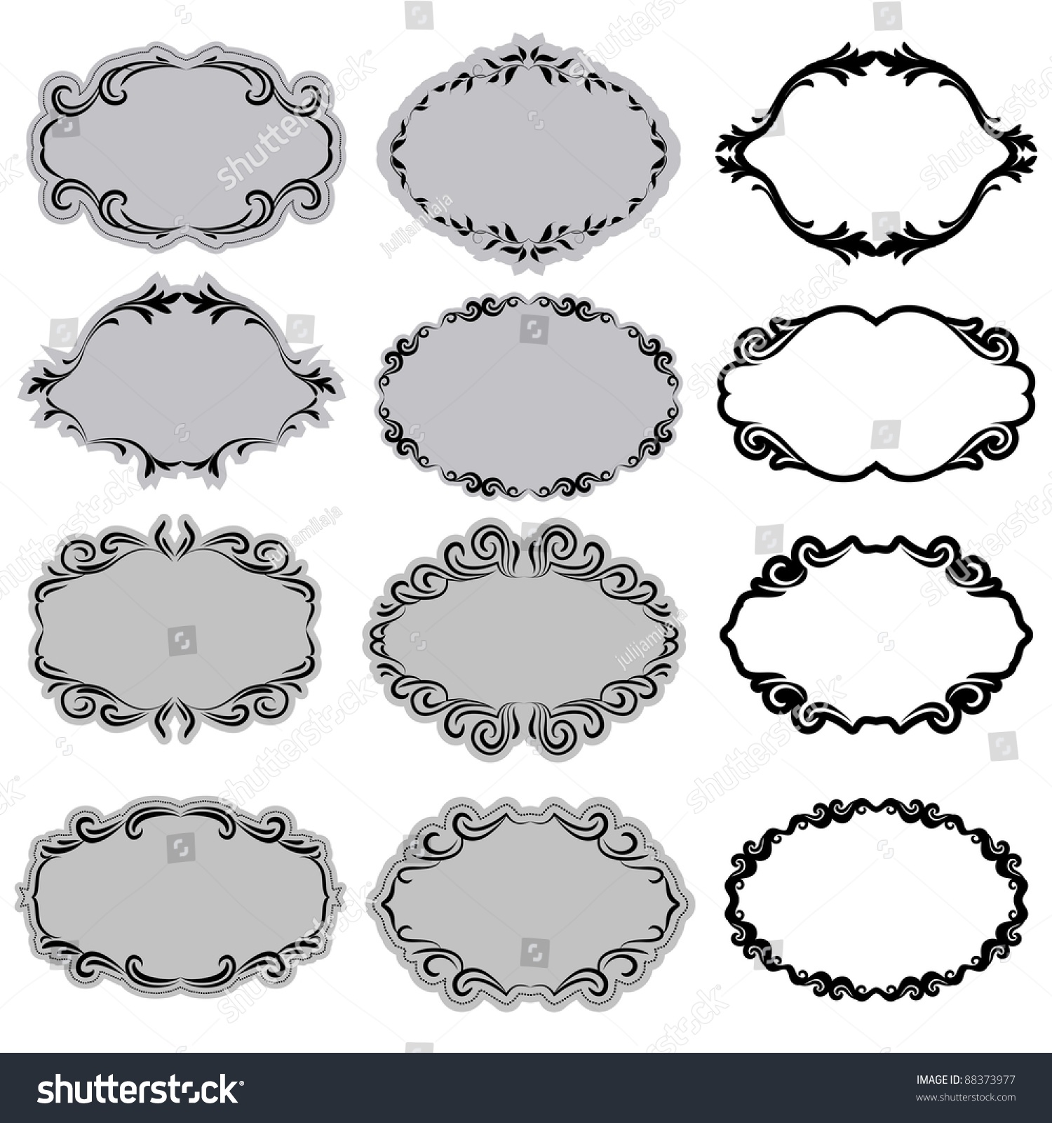 Set Of Ornate Vector Frames . In Vintage Style. Basic Elements Are