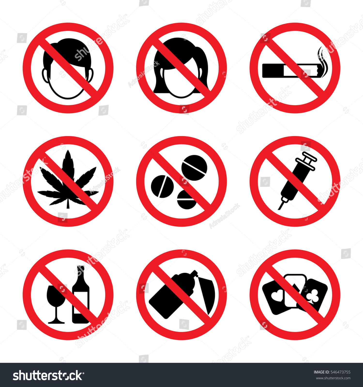 Set Prohibition Sign Stock Vector Royalty Free 546473755