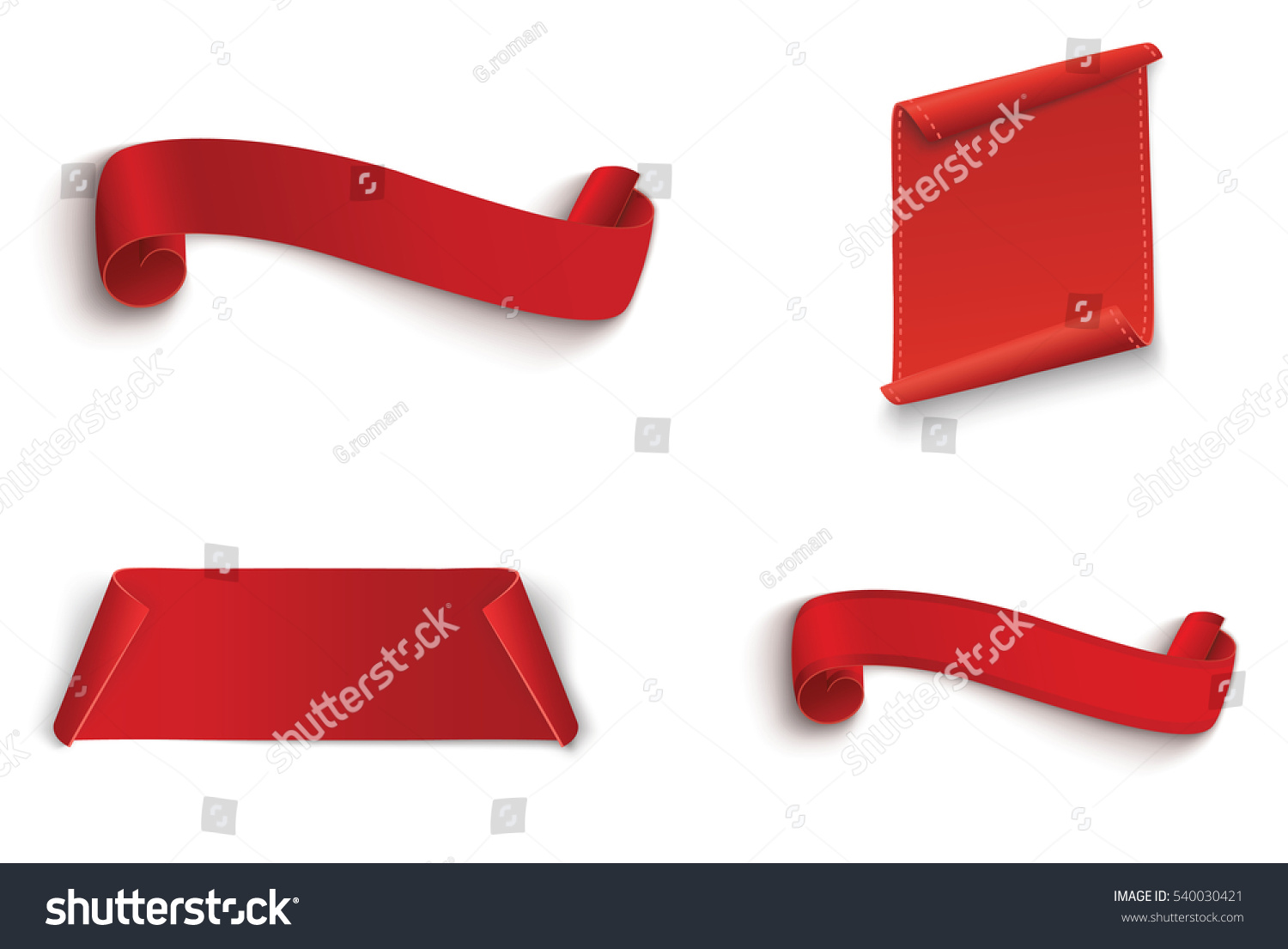 Set of red ribbon banners isolated on white.scroll Set of red ribbon banners isolated on white.scroll