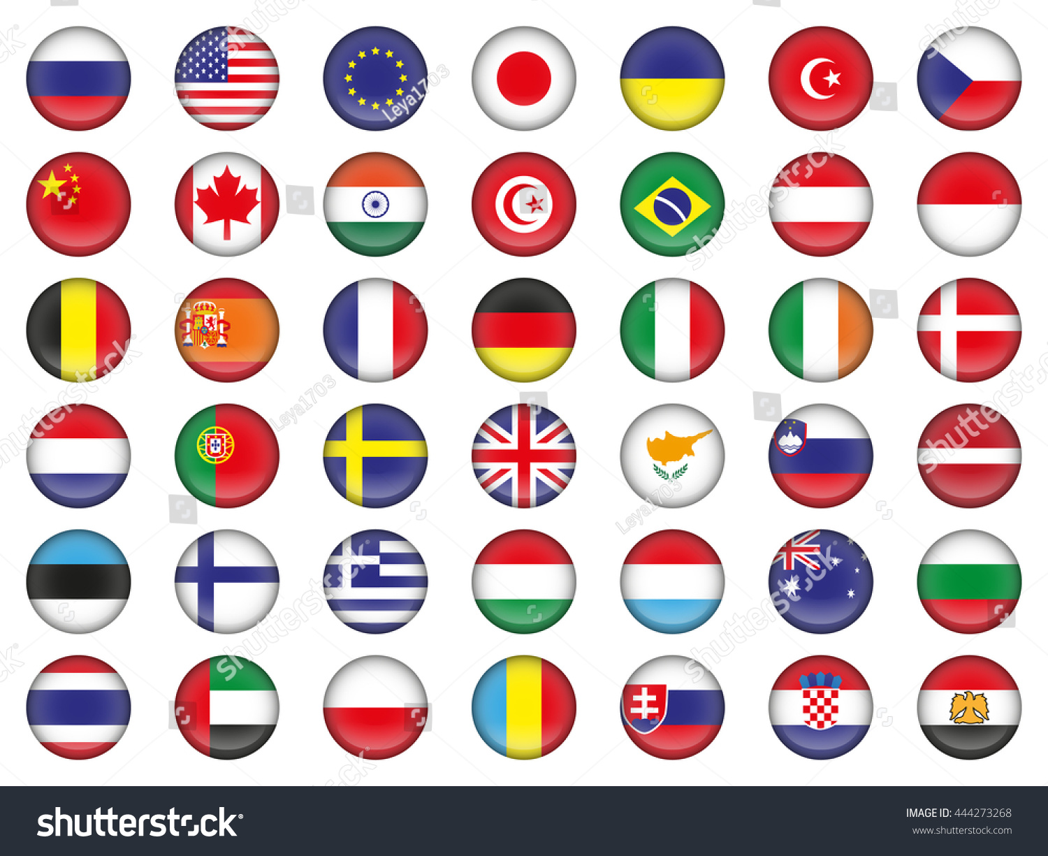 Set Of Round Icons Flags Of Different Countries Stock Vector 444273268 Shutterstock 