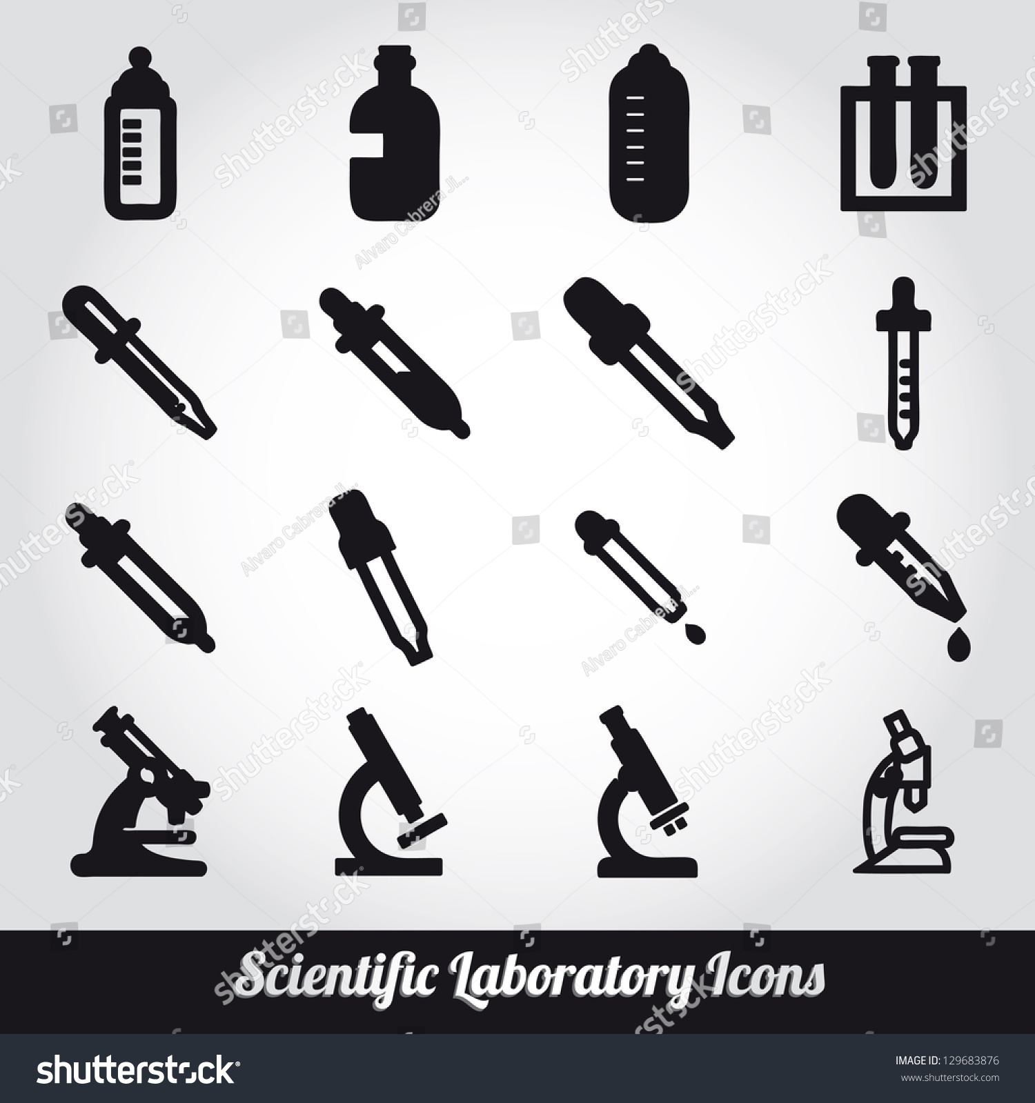 Set Of Scientific Laboratory Equipment Symbols Stock Vector