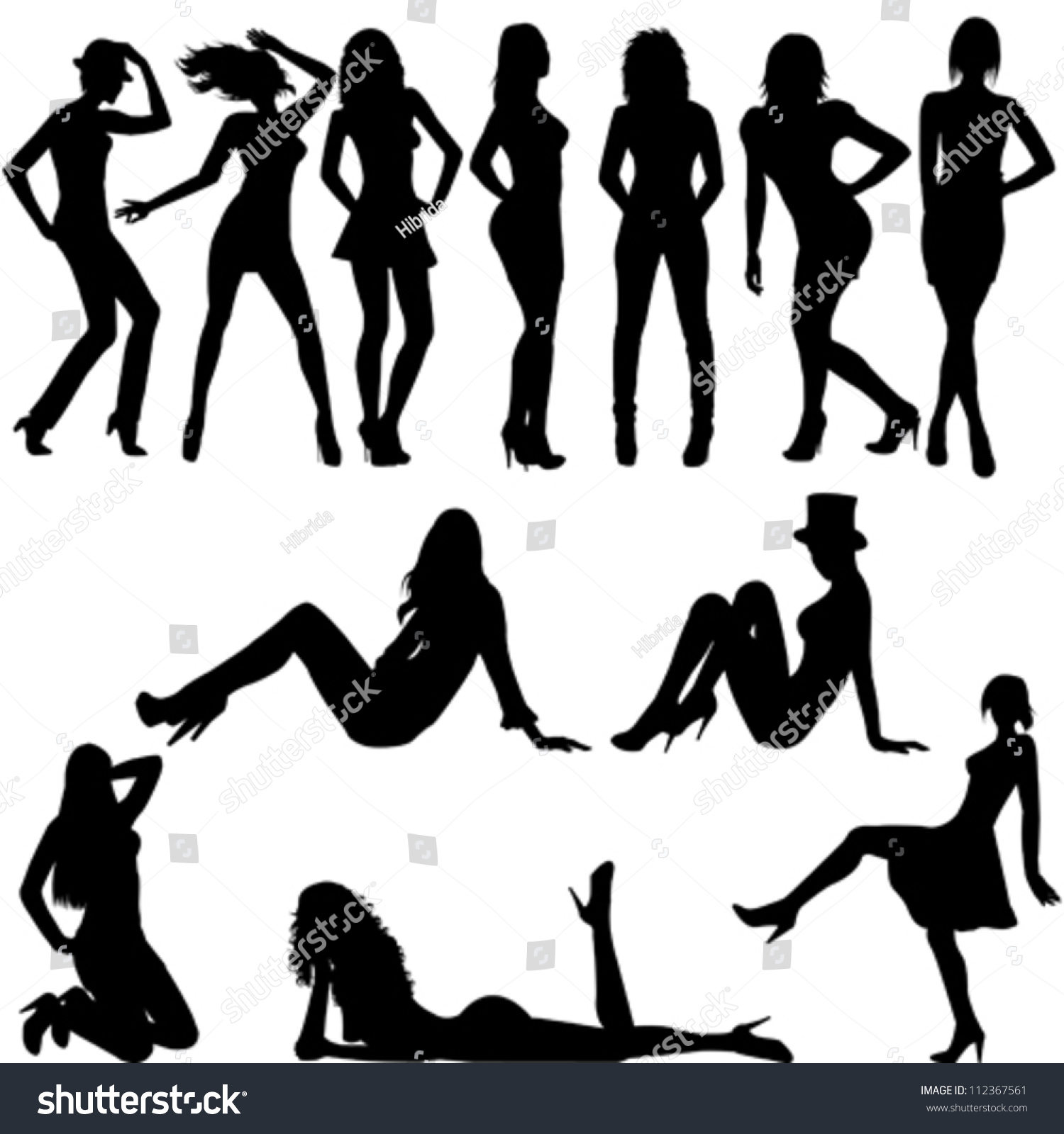 Set Of Sexy Women Silhouettes Stock Vector Illustration 112367561 Shutterstock 