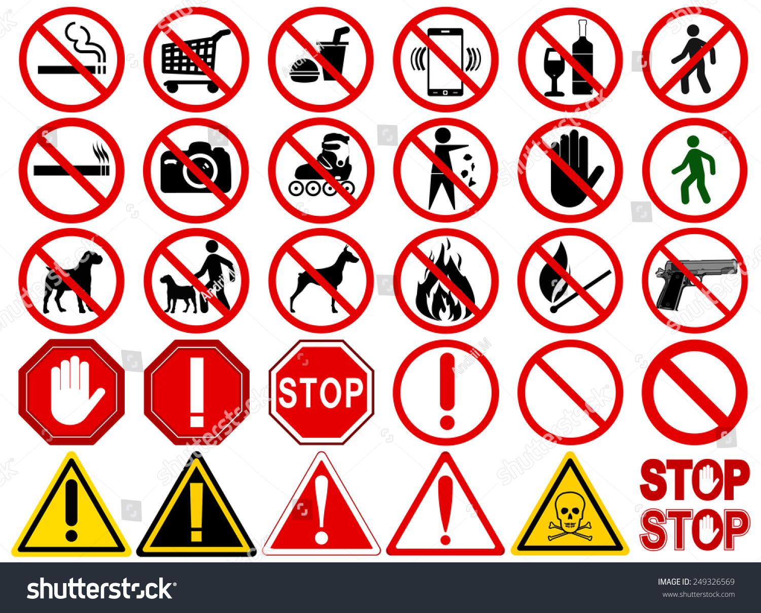Set of Signs for Different Prohibited Activities. quot;Noquot; signs, No 