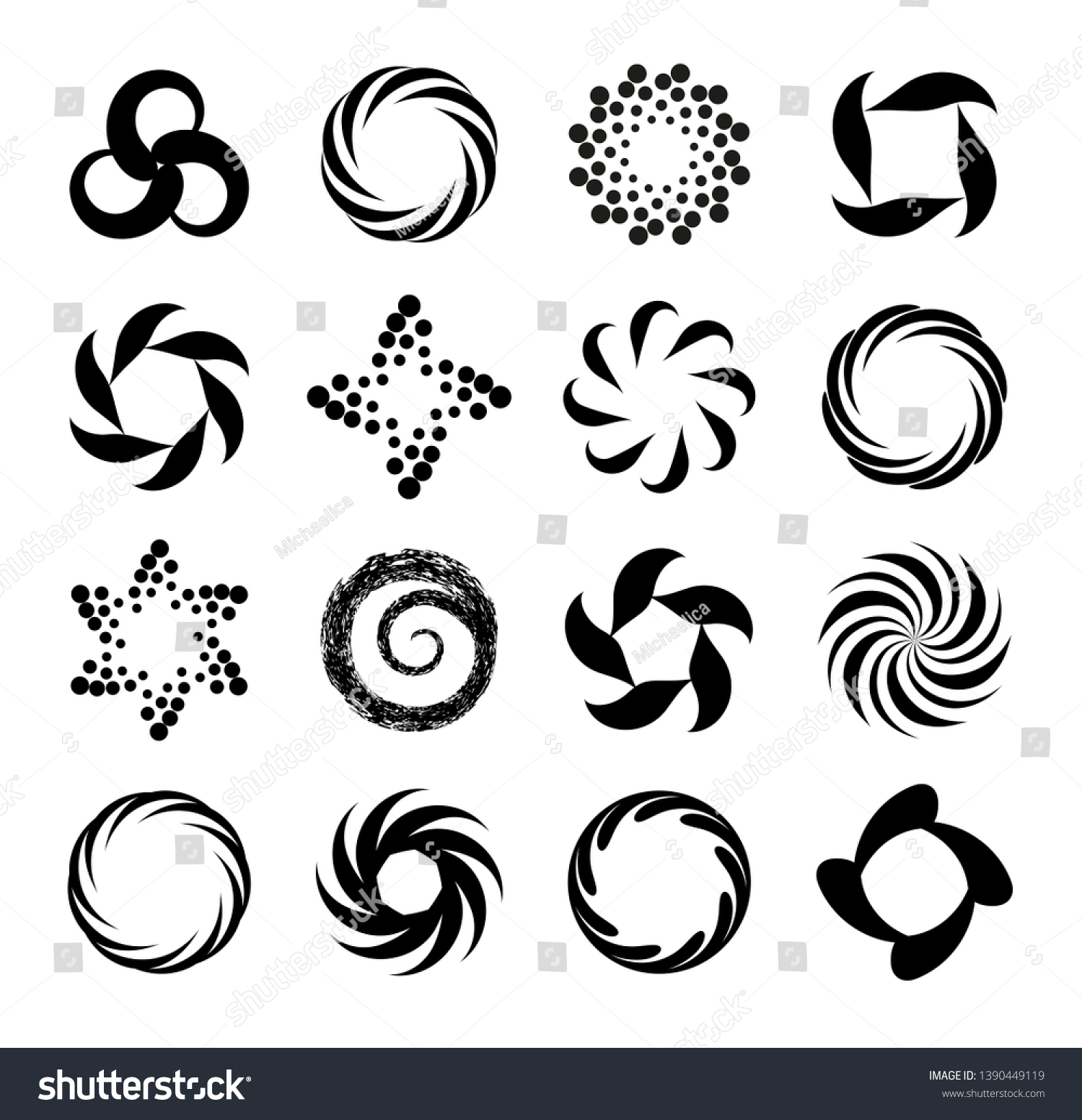 Set Spiral Swirl Icons Twirl Spiral Stock Vector Royalty Free 1390449119