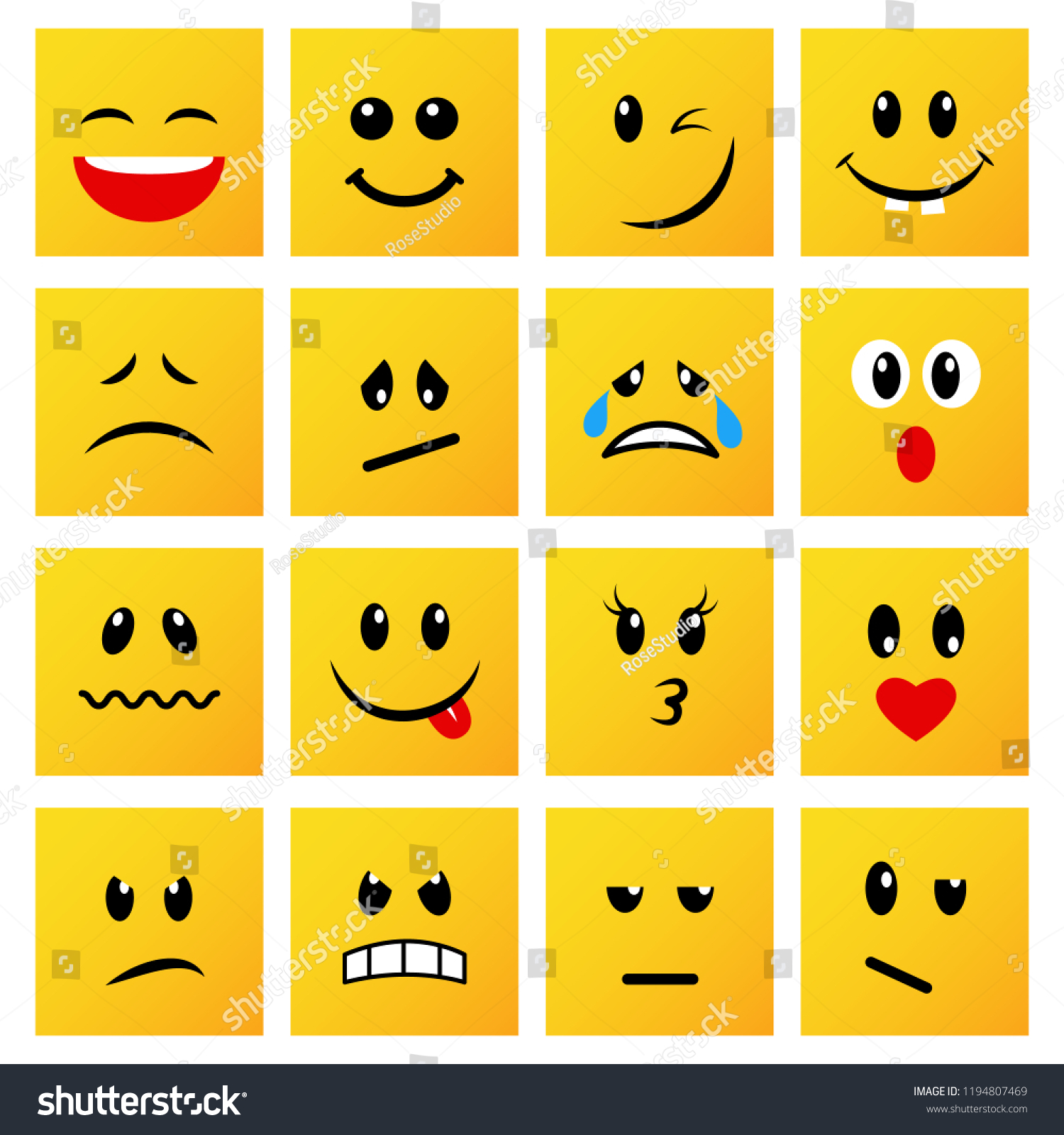 Set Square Yellow Emoticons Emojis Vector 12669 Hot Sex Picture