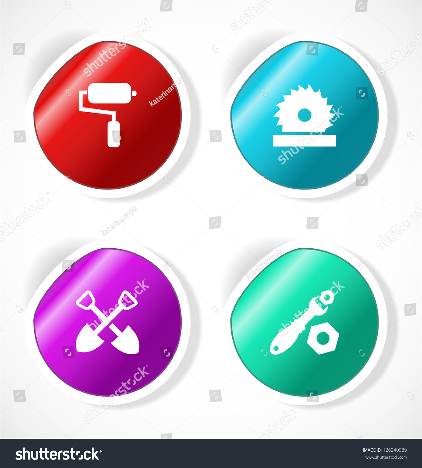 Set Stickers Icons Stock Vector 126240989 - Shutterstock