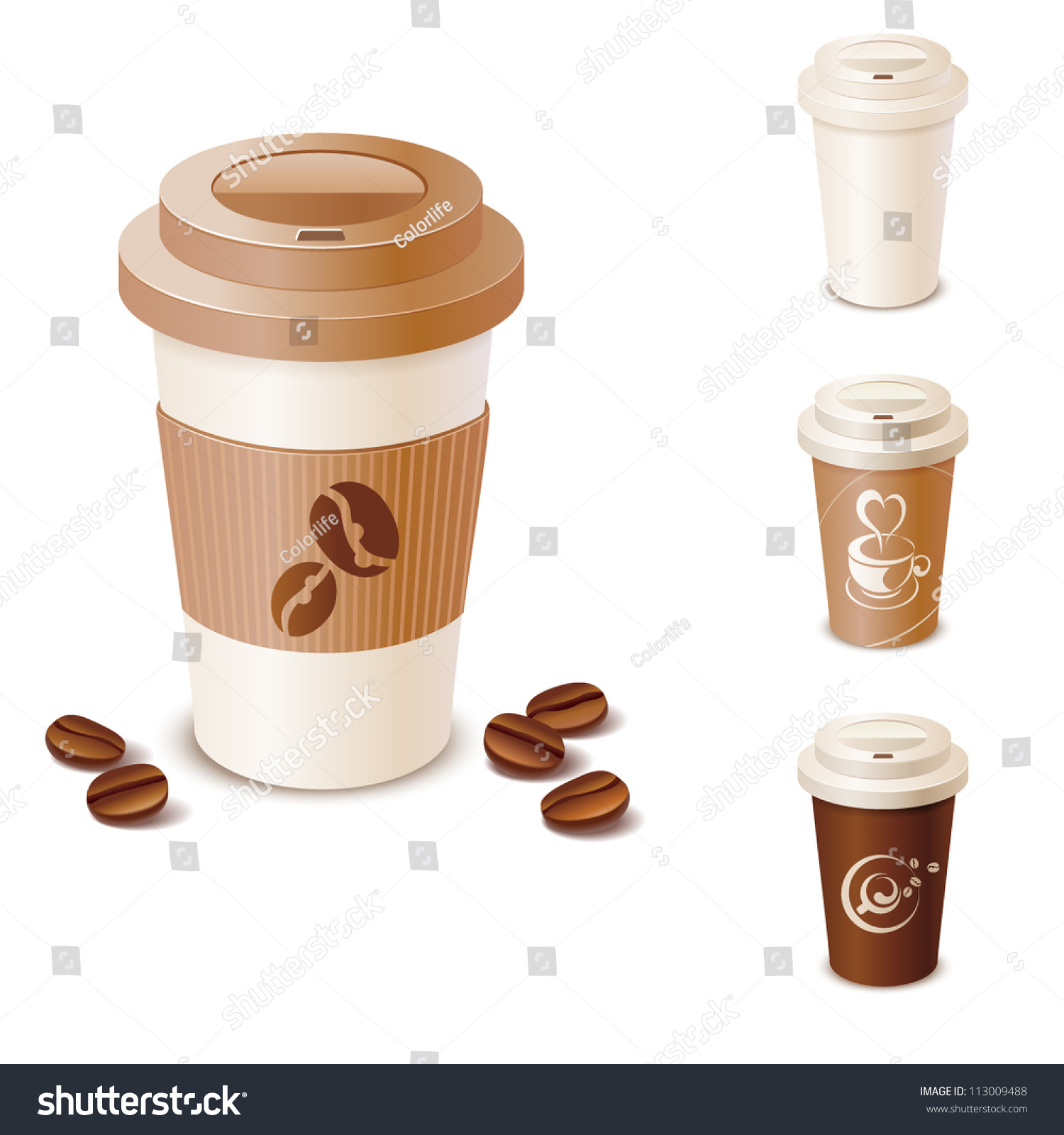 Set Of Takeaway Coffee Cups Stock Vector Illustration 113009488 