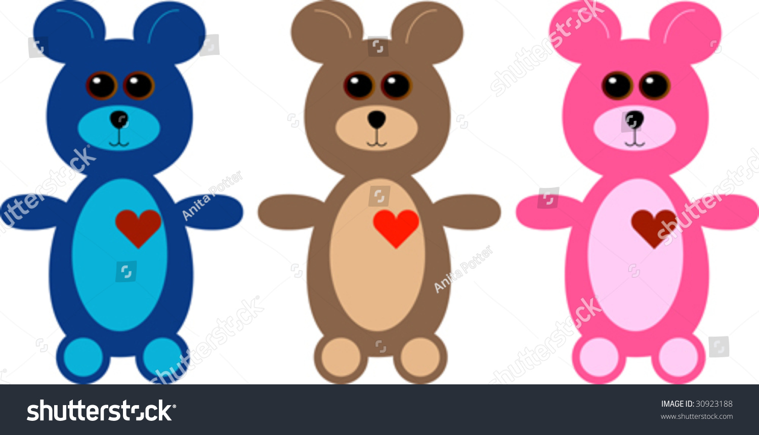 set of teddy bears