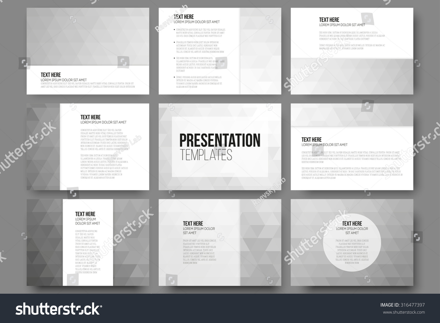 Set of 9 templates for presentation slides Abstract gray backgrounds Triangle design vectors Set of 9 templates for presentation slides Abstract gray backgrounds Triangle design vectors
