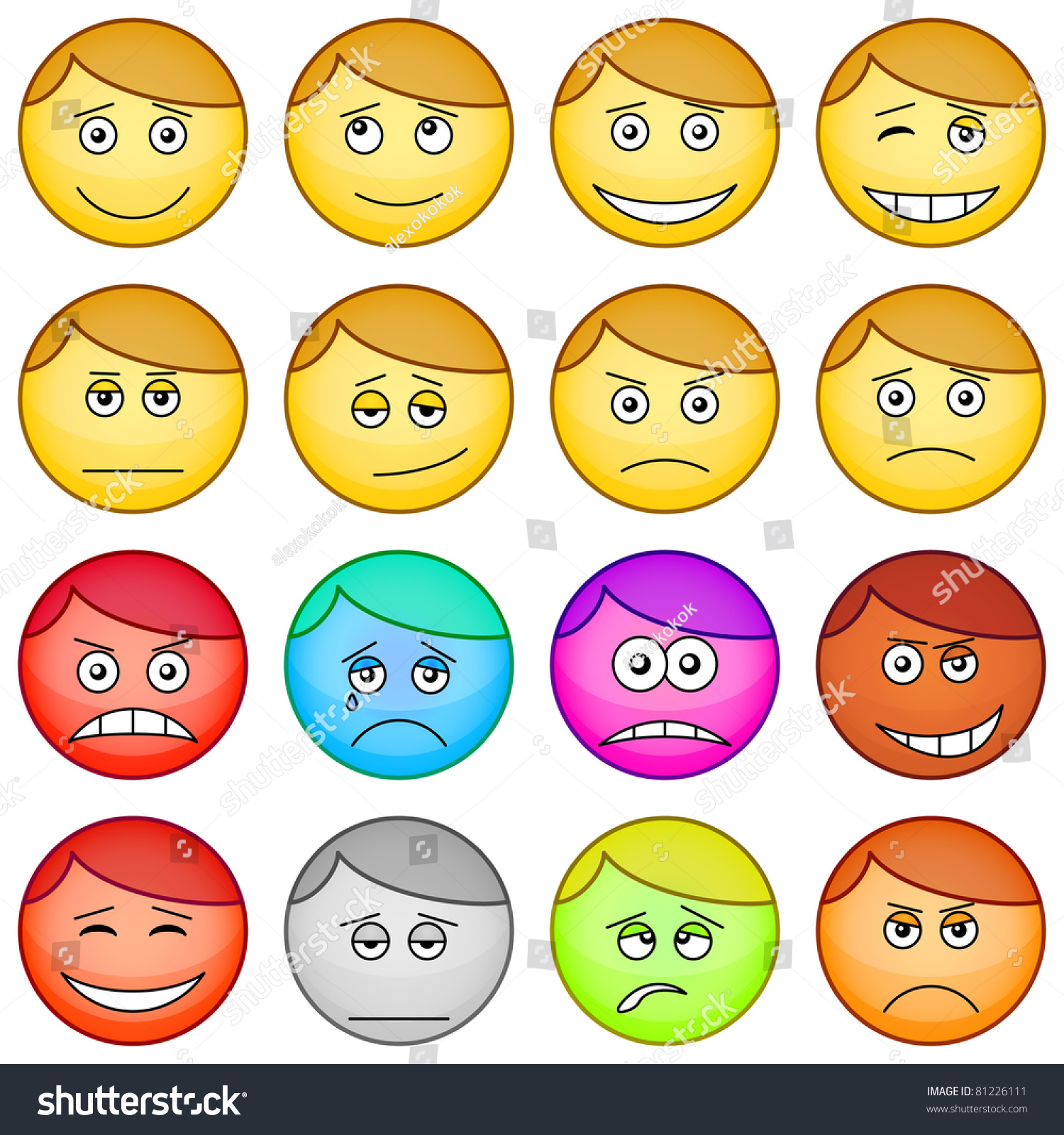 Set Of The Vector Round Smilies Symbolising Various Human Emotions Shutterstock