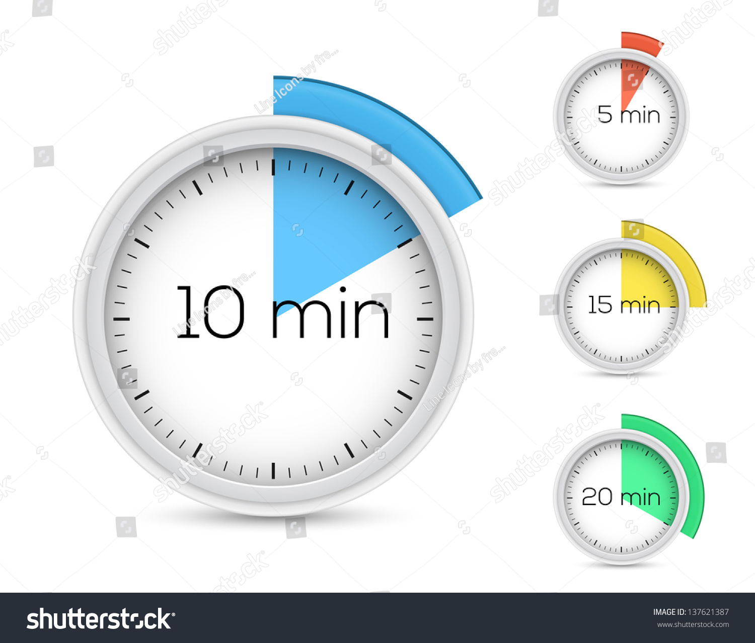 Set Of Timers 5 10 15 20 Minutes Vector Illustration 137621387 