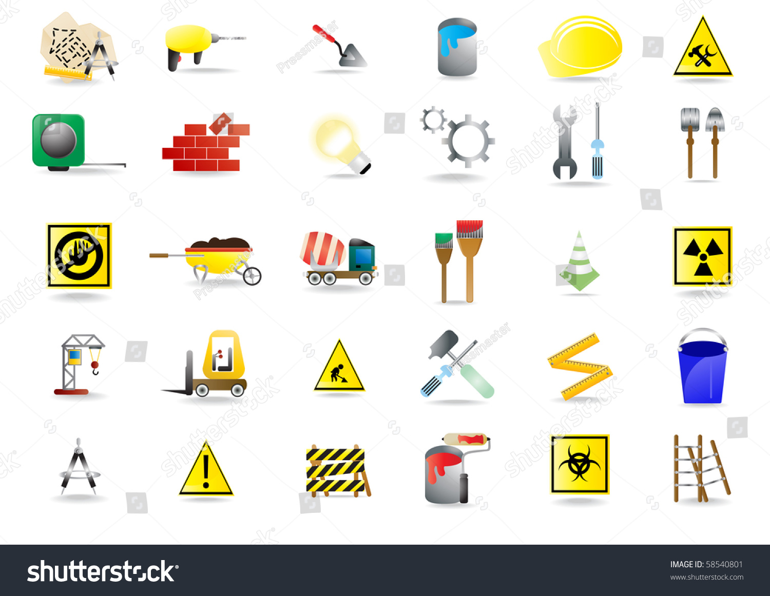 Set Of Under Construction Icons, Vector Illustration - 58540801 ...