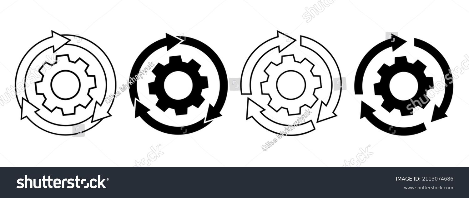 Set Update System Icons Gears Loading Stock Vector Royalty Free