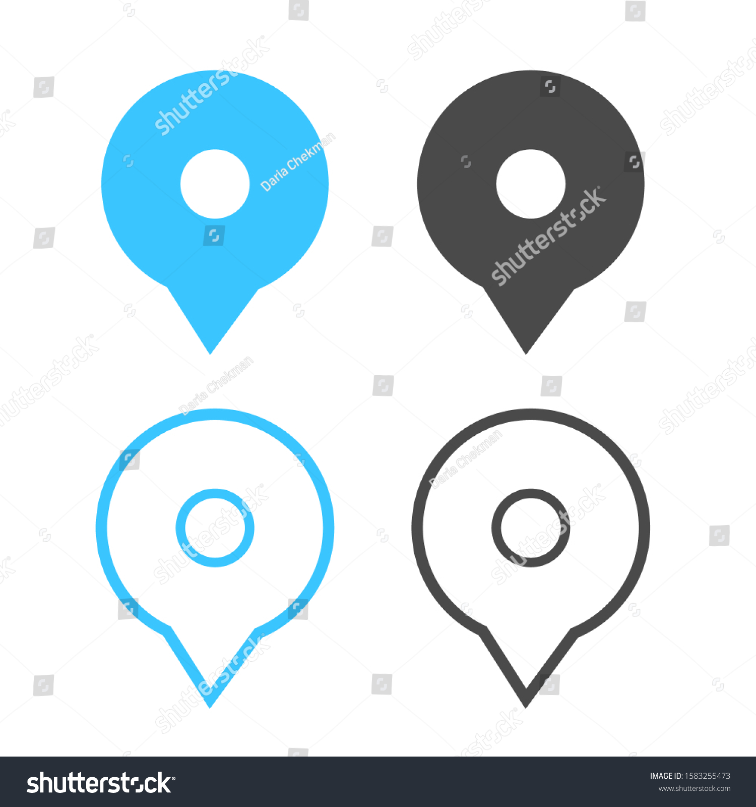 Set Various Bright Map Pointers Isolated Stock Vector Royalty Free