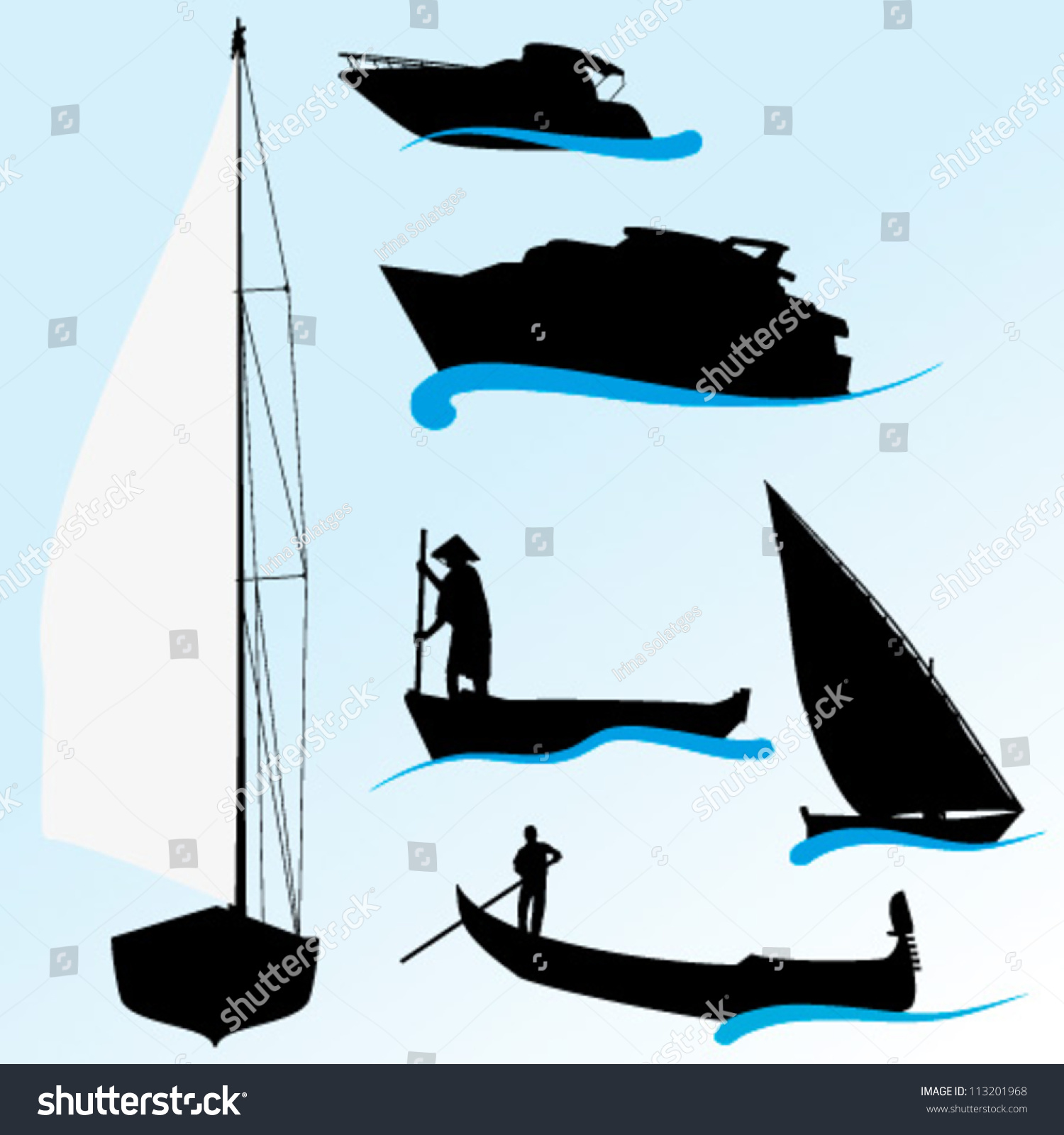 Set Of Vector Boat Silhouettes - 113201968 : Shutterstock