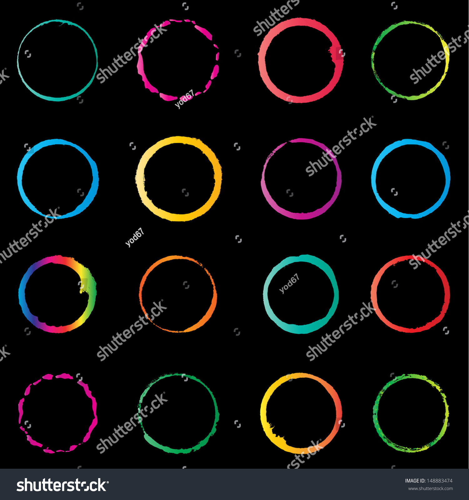 Set Of Vector Circle Icons On Black Background - 148883474 : Shutterstock