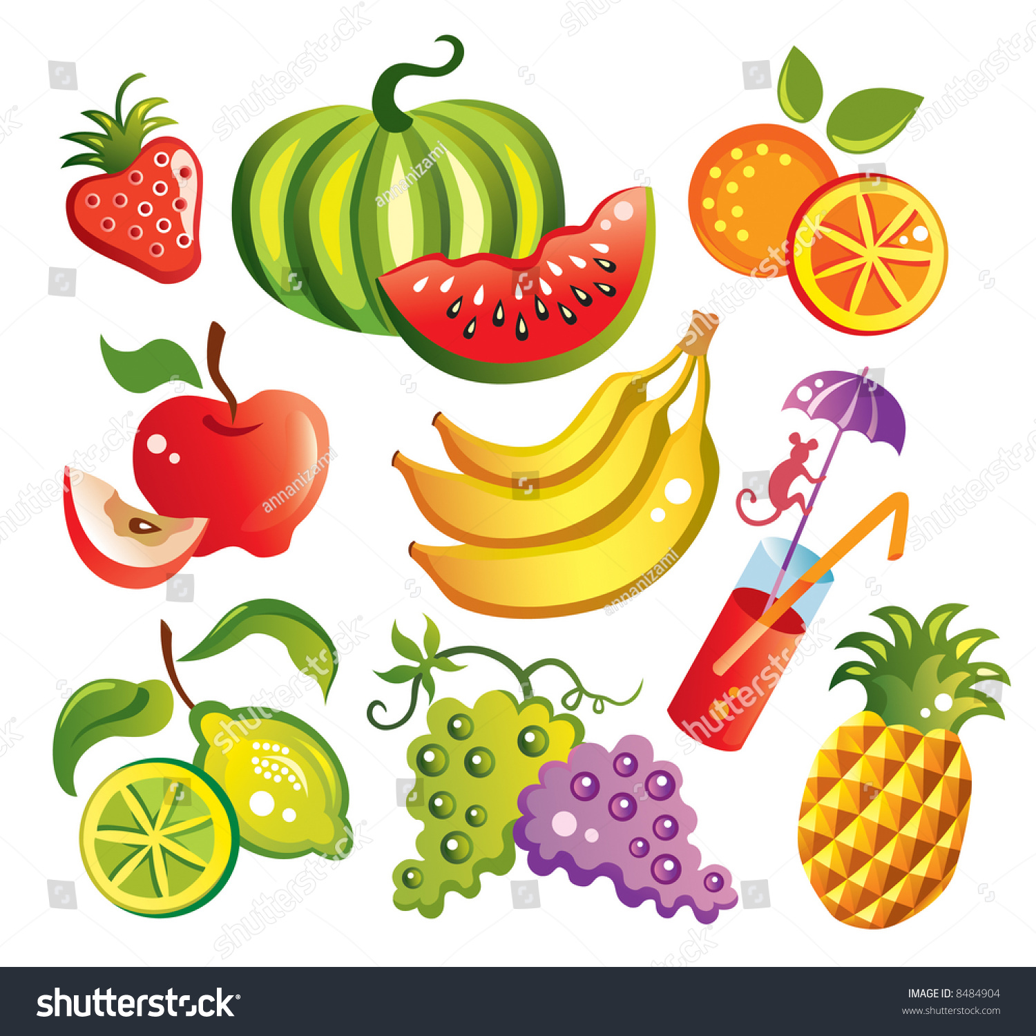 Set Of Vector Fruits - 8484904 : Shutterstock