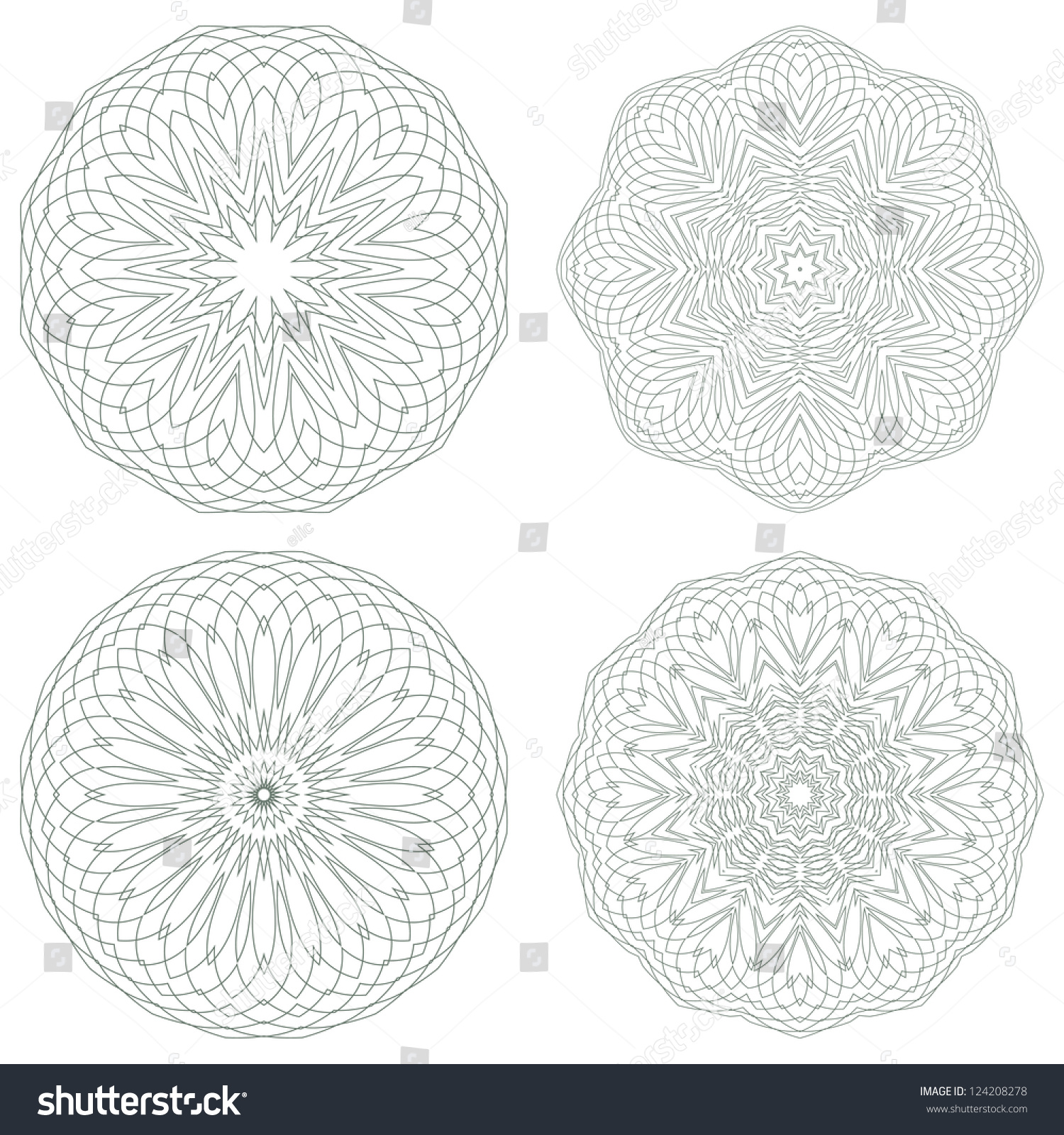 Set Vector Guilloche Rosettes Stock Vector Royalty Free