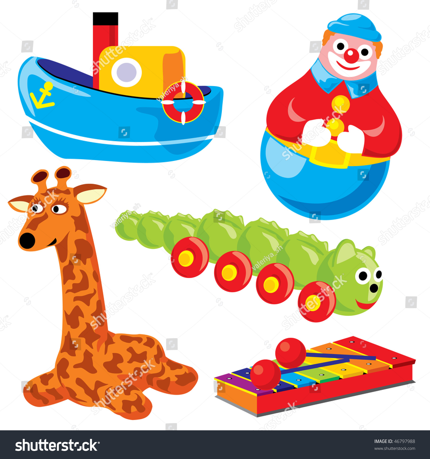 Set Of Vector Images. Children'S Toys - 46797988 : Shutterstock