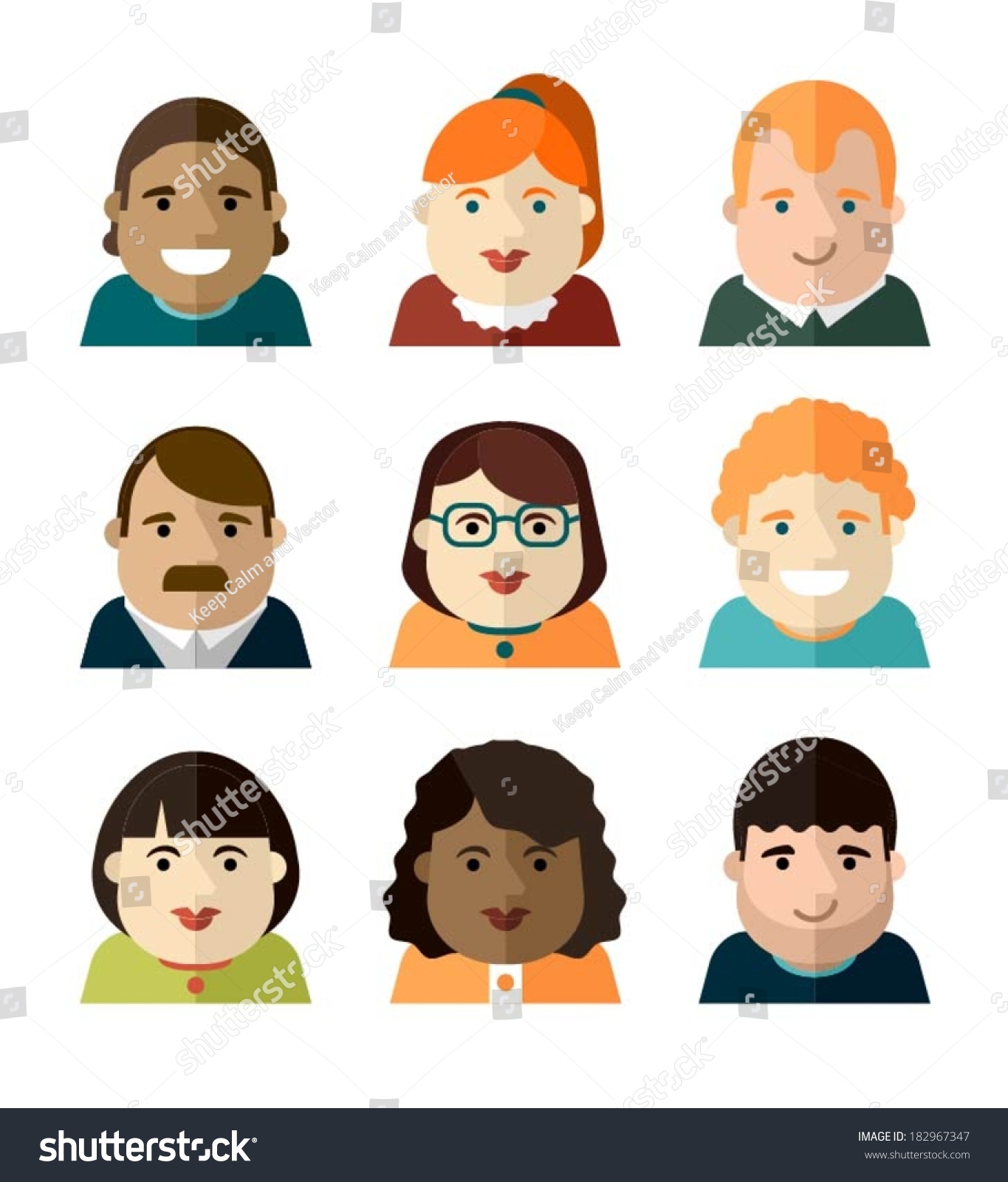 Set Of Vector Portraits - 182967347 : Shutterstock