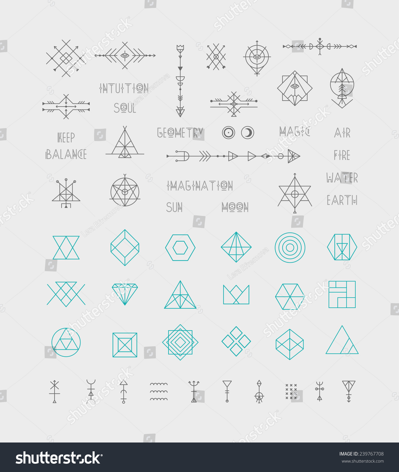 Set of vector trendy geometric icons Alchemy symbols collection Religion philosophy spirituality occultism Set of vector trendy geometric icons Alchemy symbols collection Religion philosophy spirituality occultism