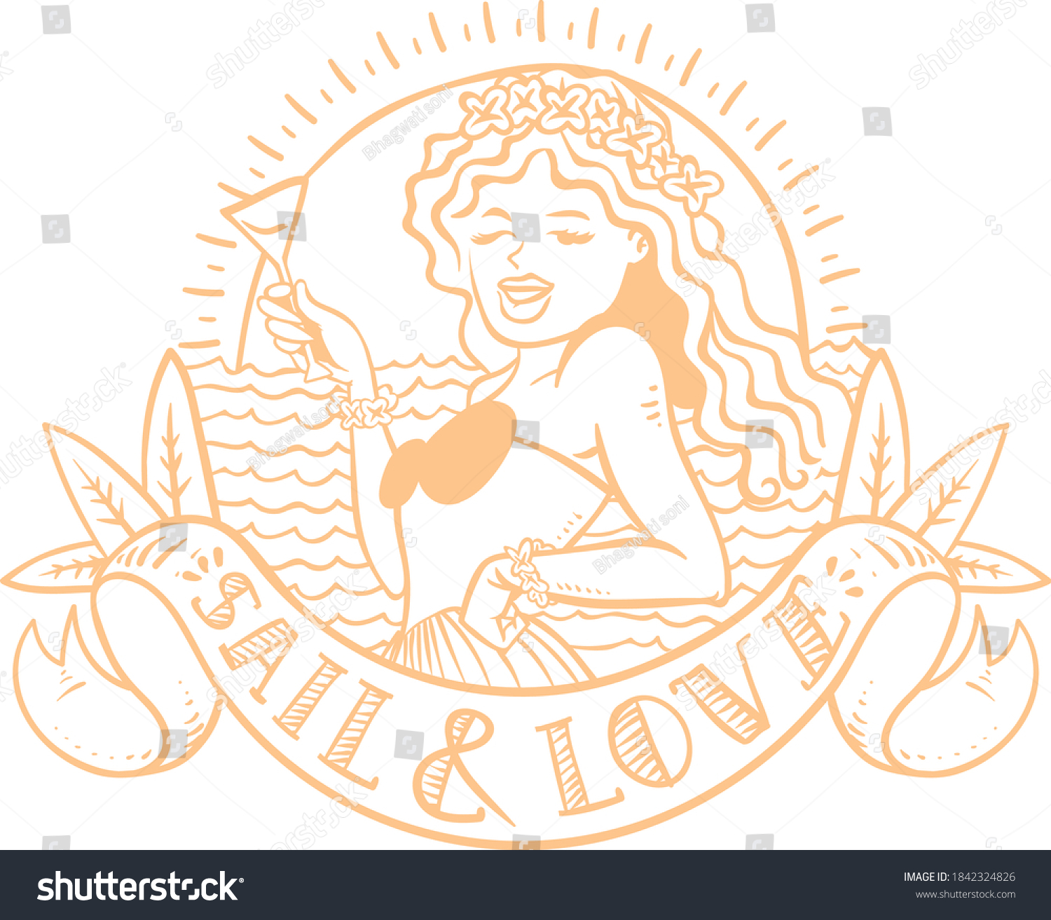 Set Vintage Black White Tattoo Elements Stock Vector Royalty Free