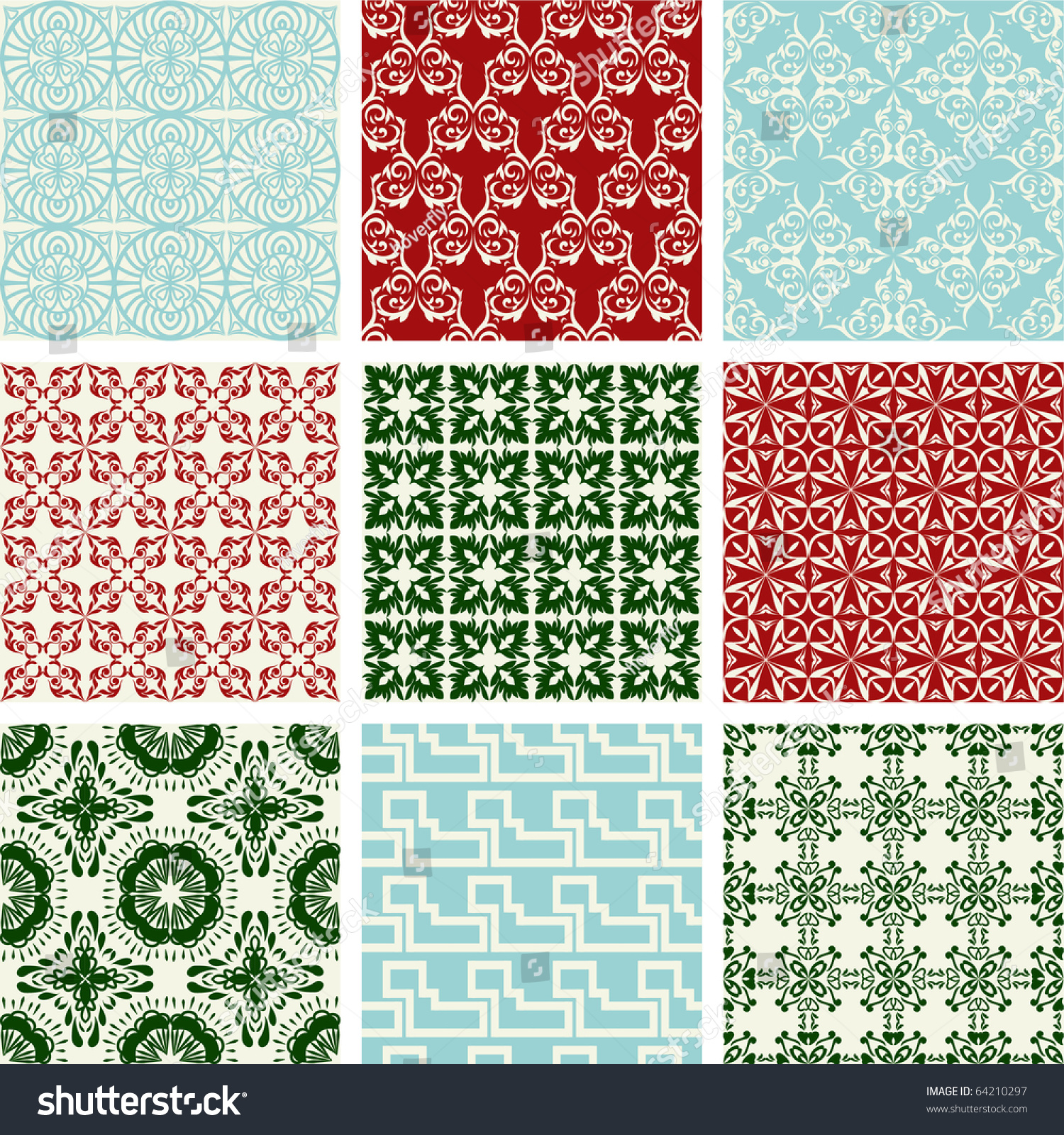 Set Of Vintage Christmas Wallpapers Stock Vector Illustration 64210297 : Shutterstock