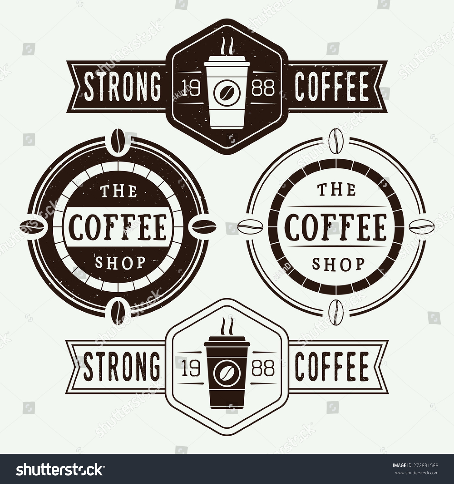 Set Vintage Coffee Logos Labels Emblems Stock Vector 272831588
