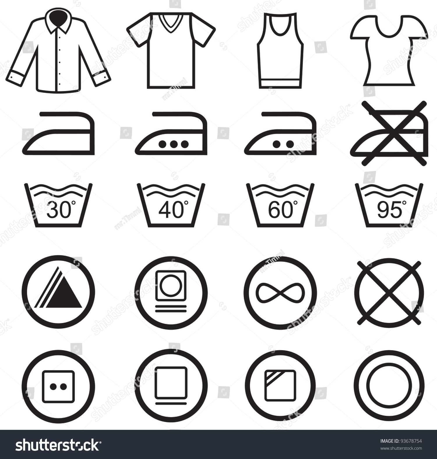 Set Of Washing Symbols Stock Vector Illustration 93678754 Shutterstock 6385