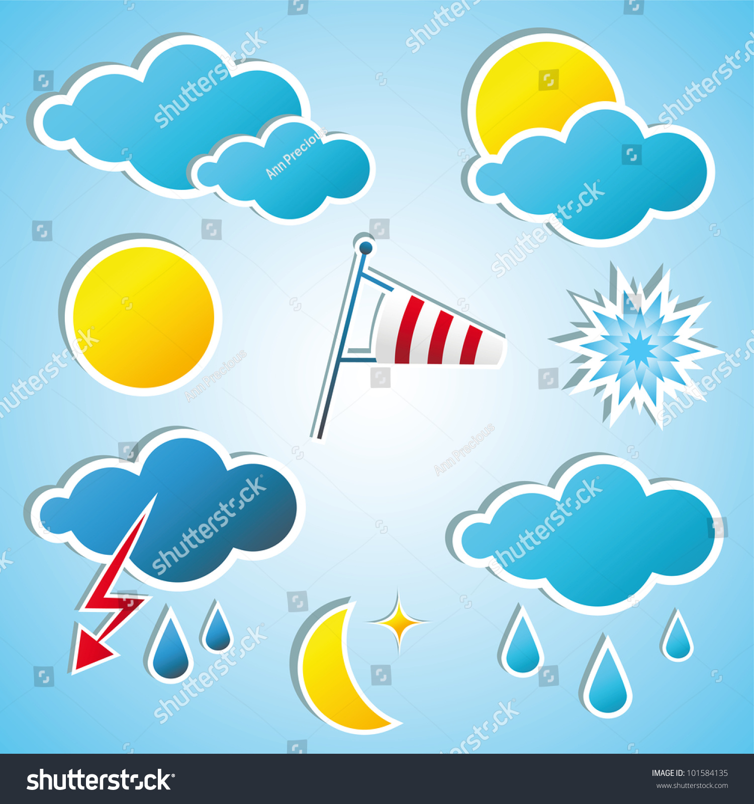 Set Of Weather Icons Stock Vector Illustration 101584135 Shutterstock 0094