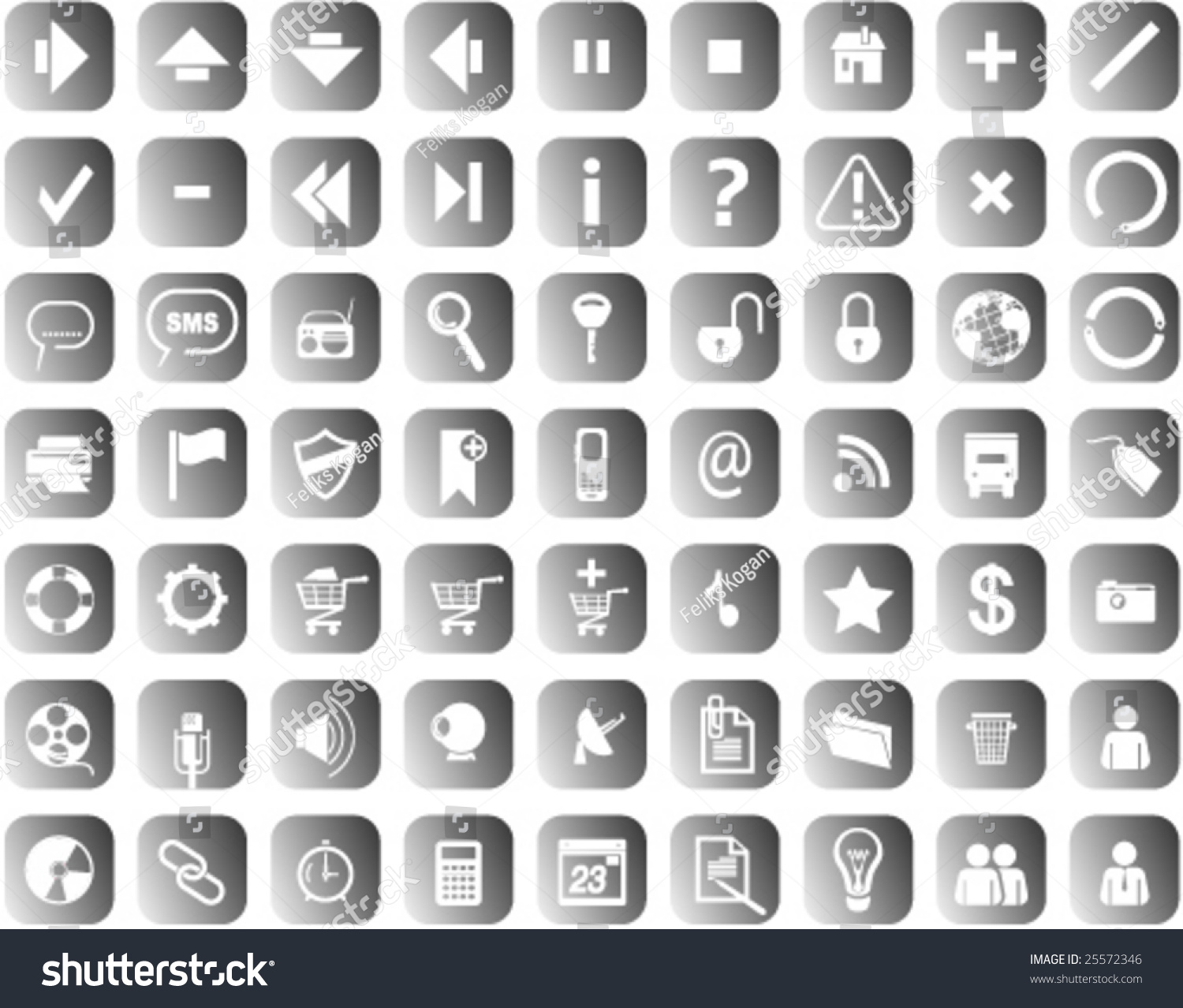 Set Of Web Icons With Common Symbols Stock Vector Illustration 25572346 ...