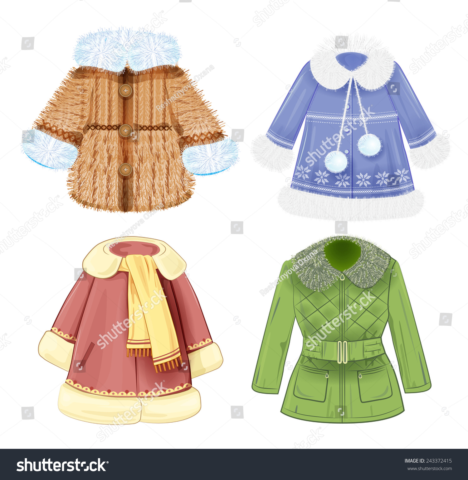 Set Of Winter Clothes For Children Stock Vector Illustration 243372415
