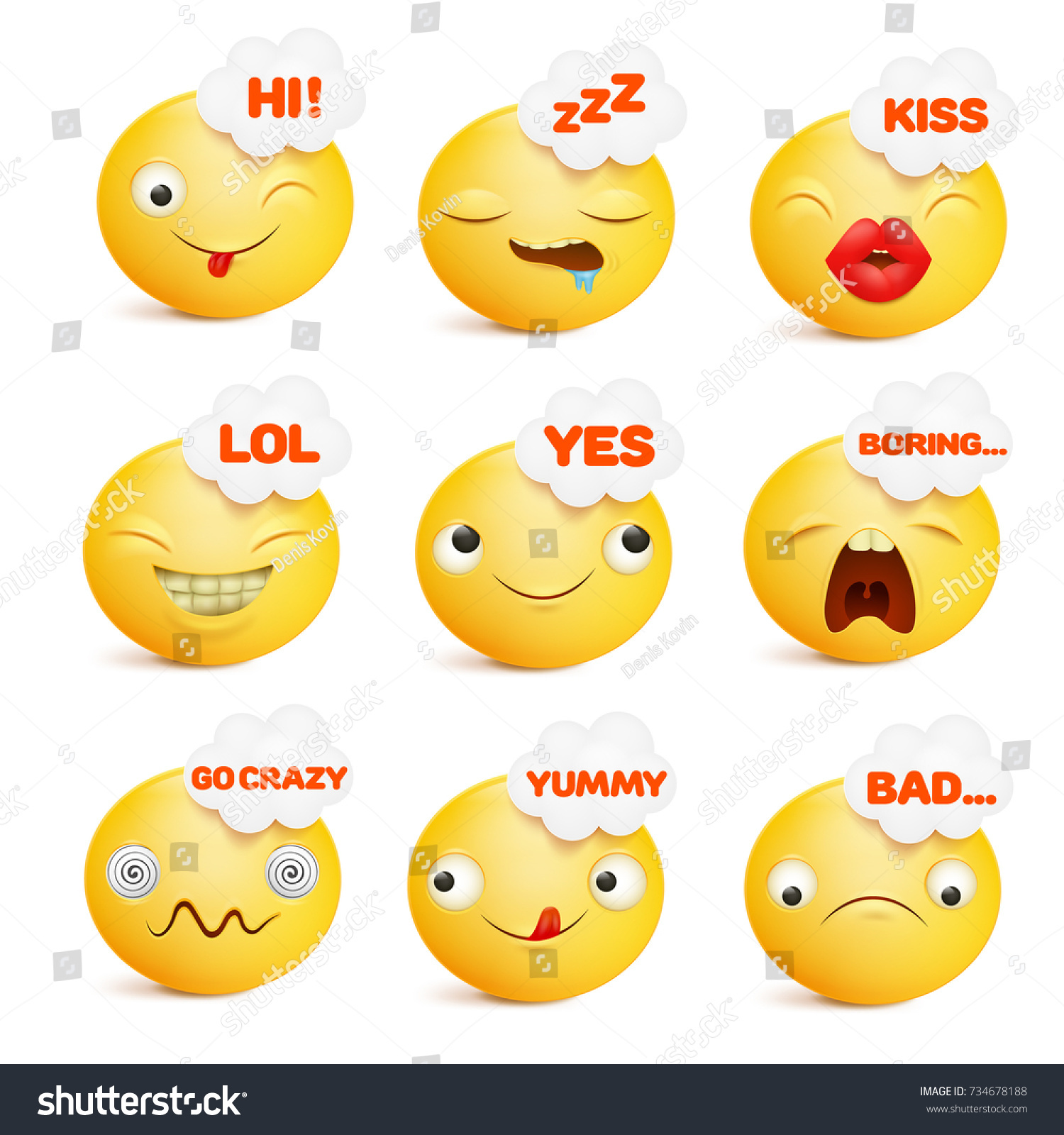 Set Yellow Smiley Face Emoticon Characters Vector có sẵn miễn phí bản