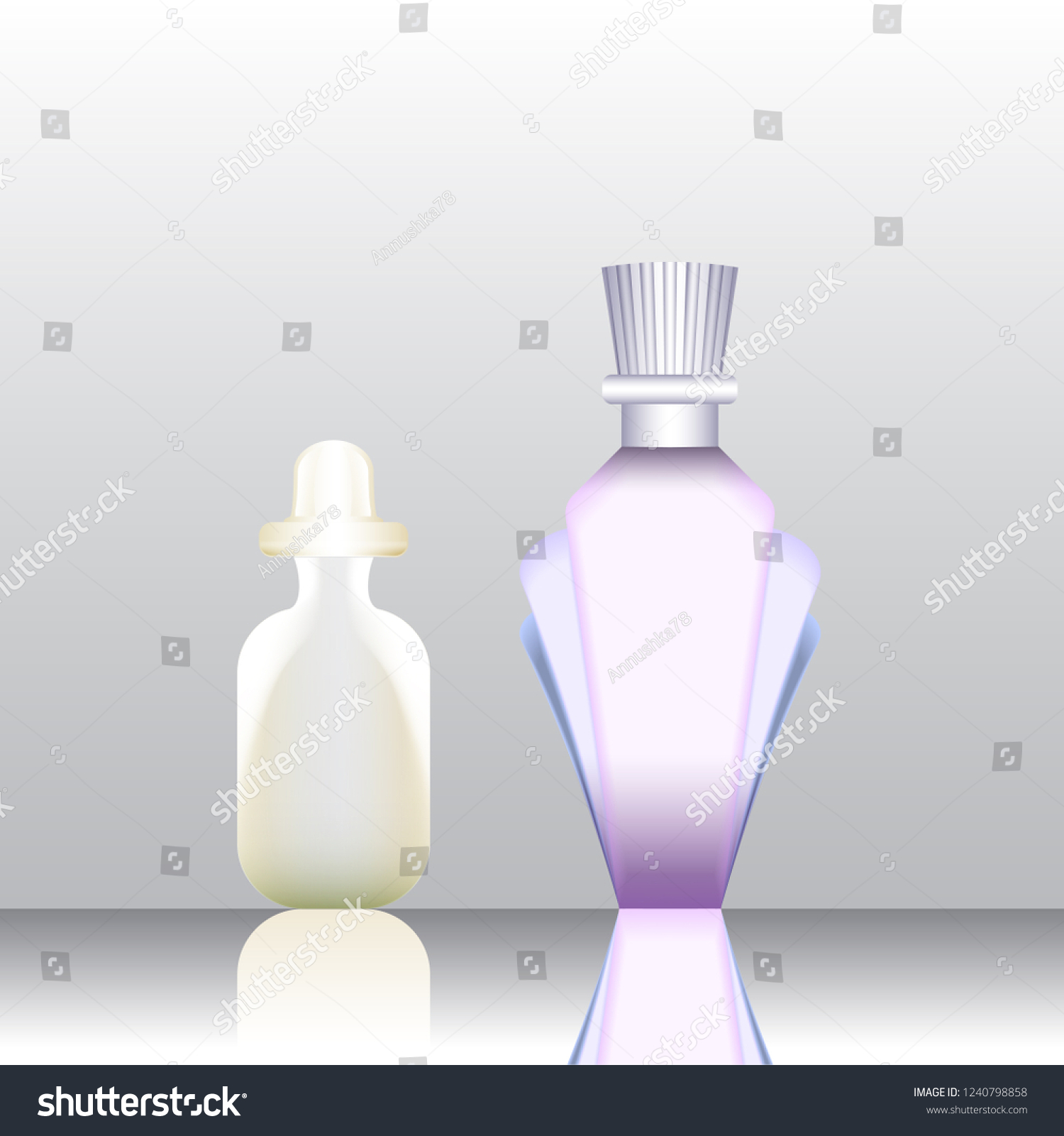 Set Perfume Bottles Various Shapes Realistic Stock Vector Royalty Free