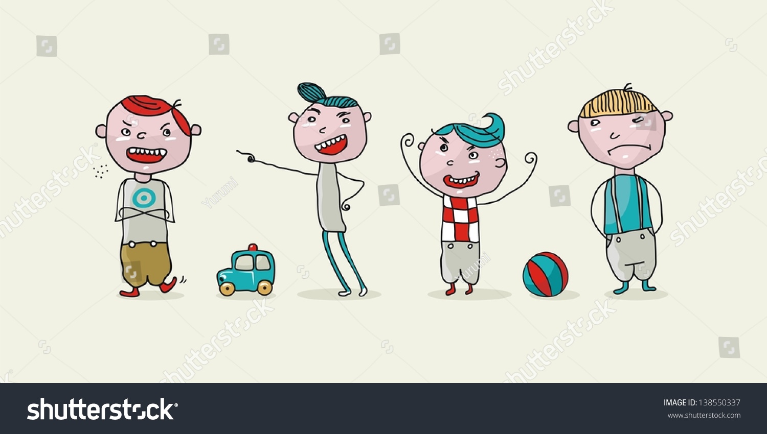 Set With Funny Cartoons Of Bad Kids Stock Vector Illustration 138550337