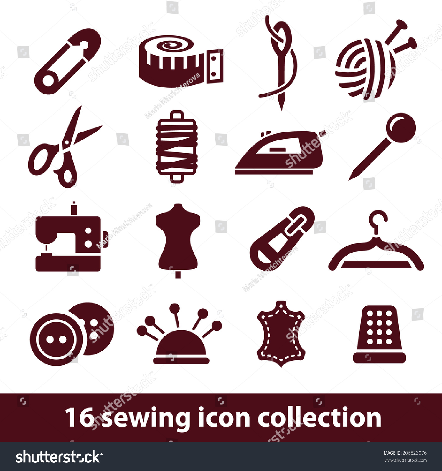 Sewing Icons Stock Vector Illustration 206523076 Shutterstock 1055