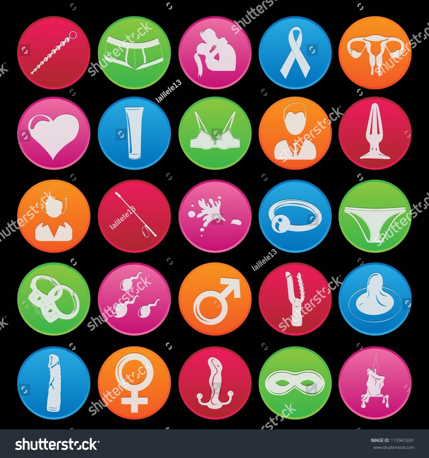 Sex Cute Icon Set Stock Vector Illustration 115941691 Shutterstock 