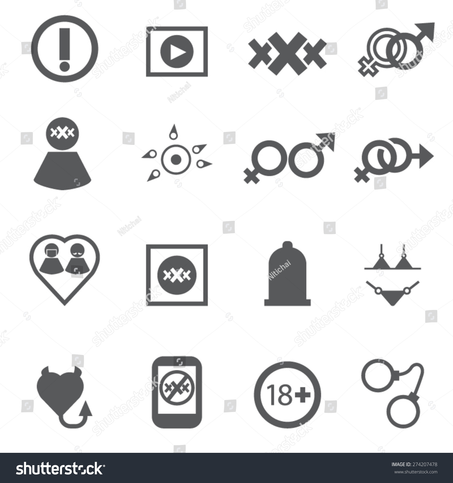 Sex Icons Set Symbol Xxx Vector 274207478 Shutterstock