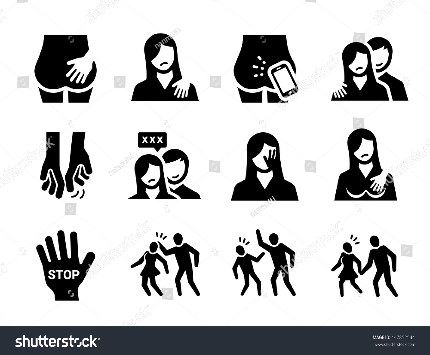 Sexual Harassment Vector Icon Set 447852544 Shutterstock 2512
