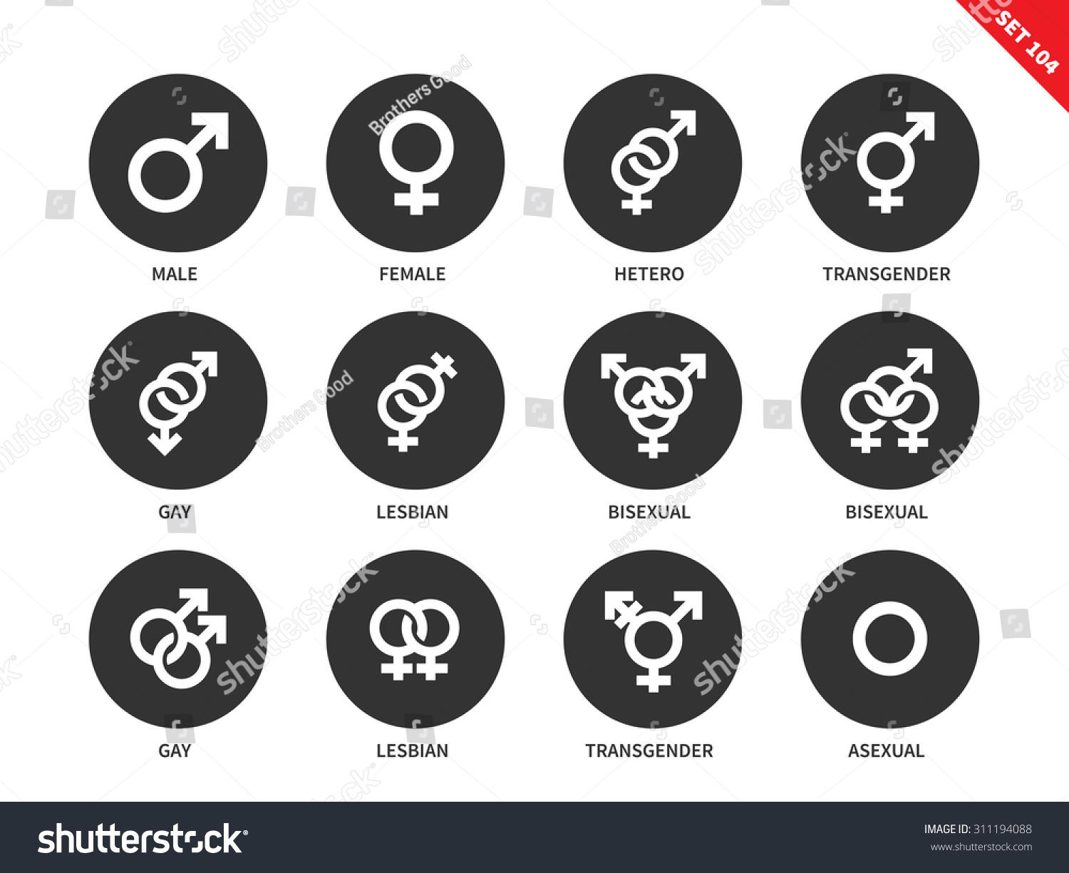 Sexual Orientation Vector Icons Set Gender And Sex Concept Items For