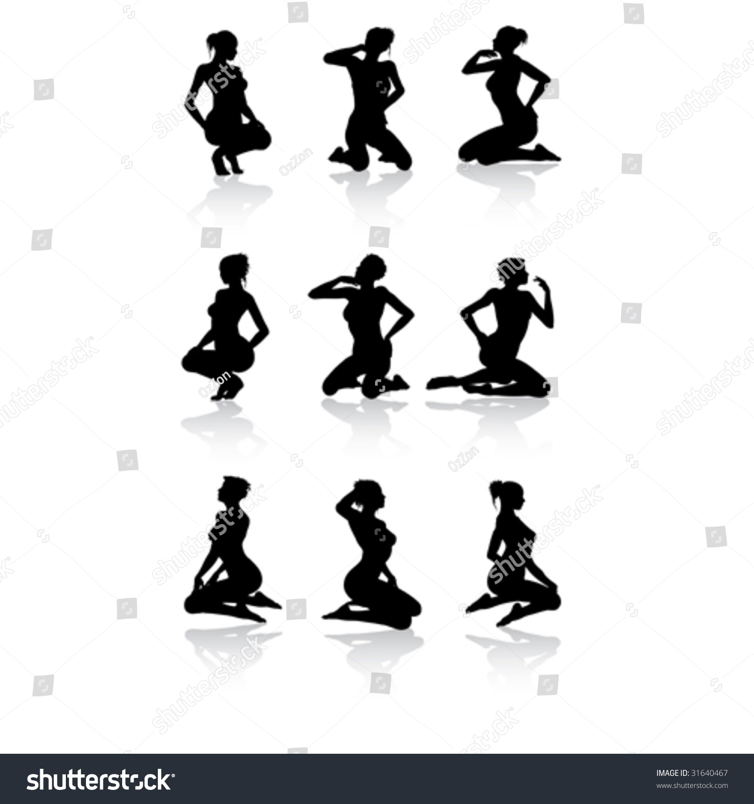 Sexual Sitting Woman Different Poses Vector Stock Vector 31640467 Shutterstock 