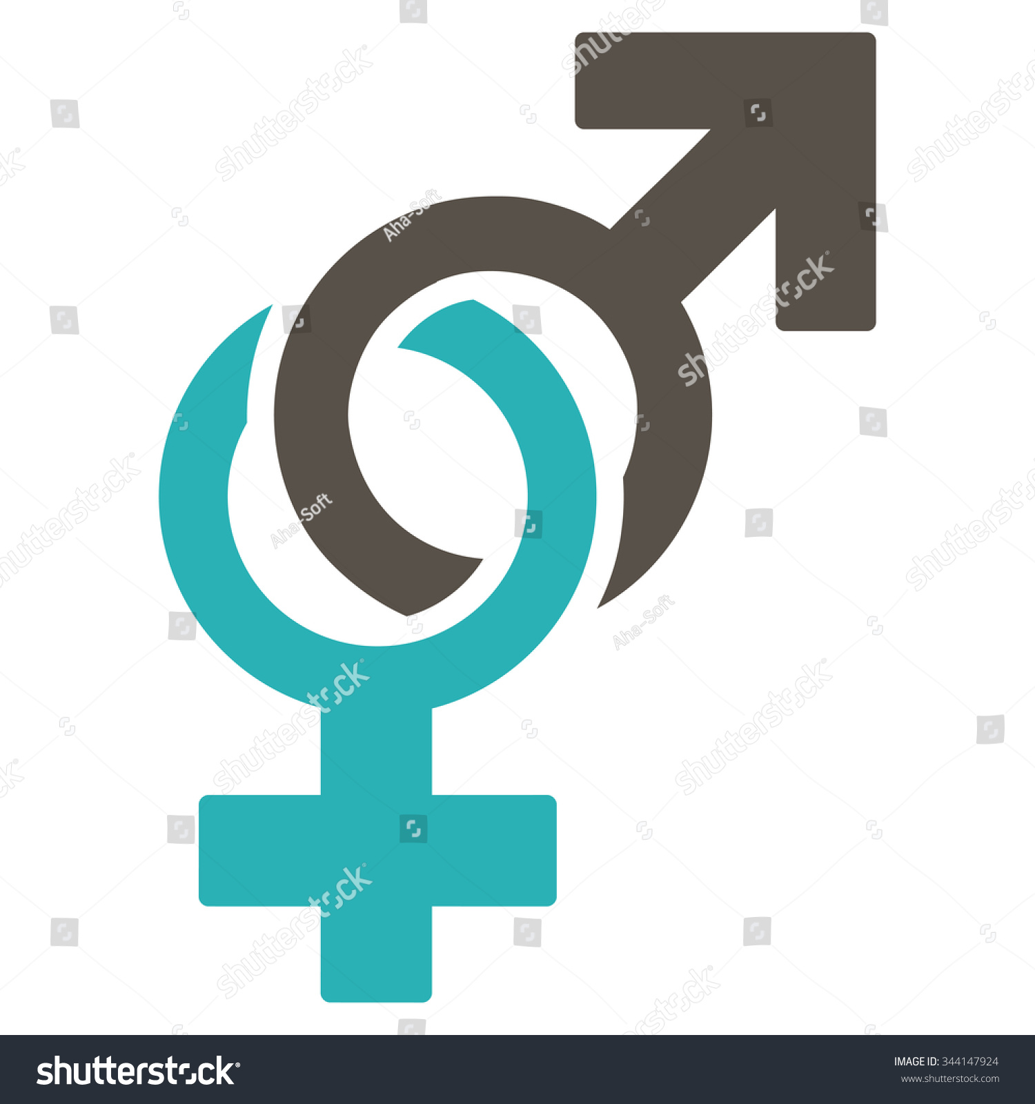 Sexual Symbols Vector Icon Style Is Bicolor Flat Symbol Grey And Cyan