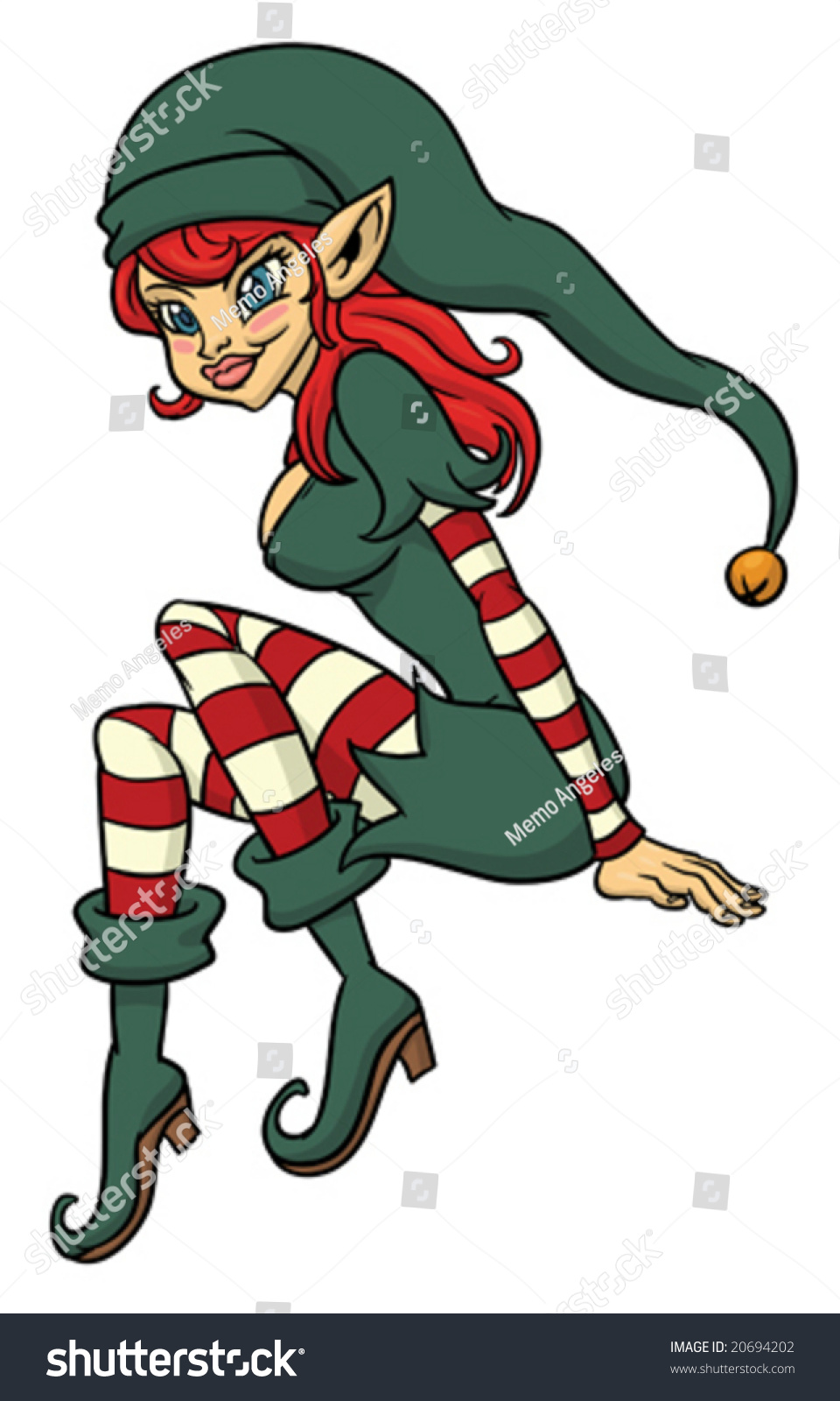 Sexy Cartoon Christmas Elf In A Sitting Position Stock Vector Illustration 20694202 Shutterstock 5164