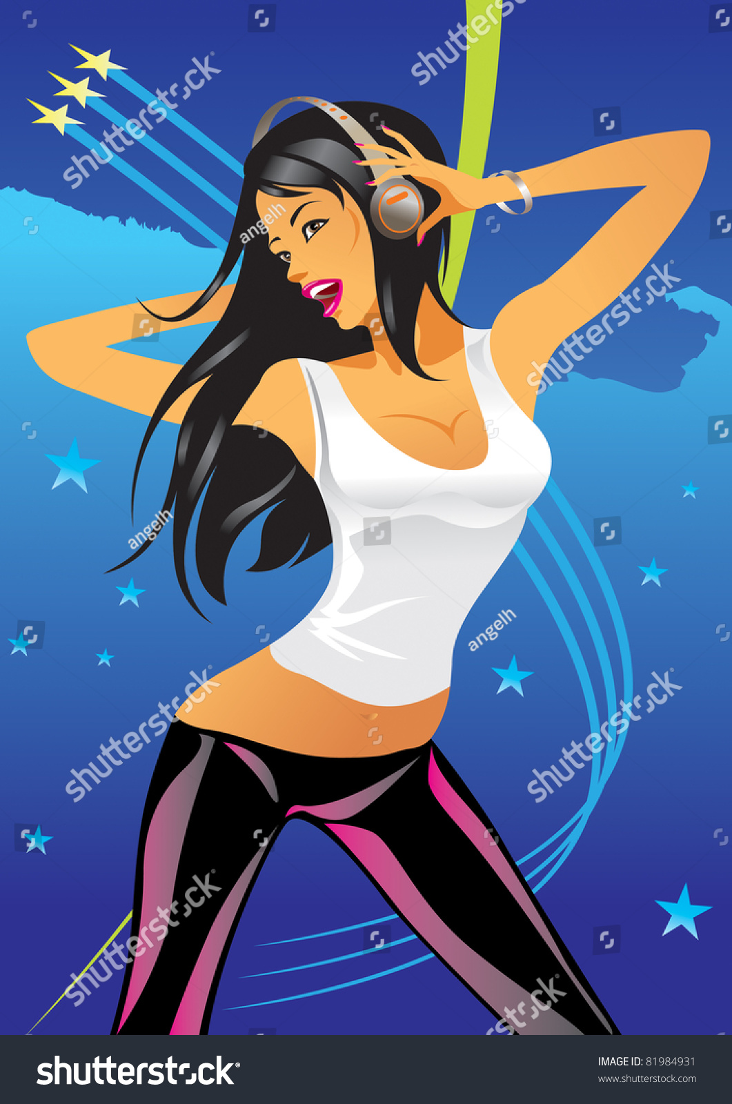 Sexy Dancing Girl Vector Illustration Stock Vector 81984931 Shutterstock 7180