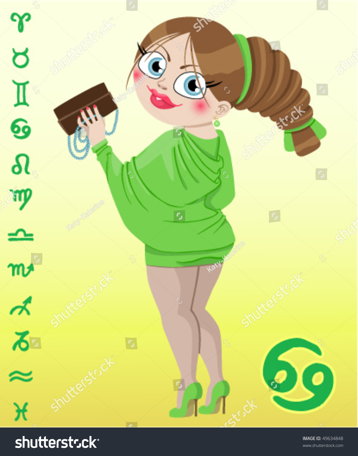 Sexy Fashion Girl A Sign Of The Zodiac Cancer Stock Vector