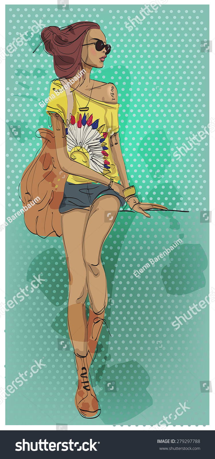 Sexy Fashion Girl In Sketch Style Stock Vector Illustration 279297788 Shutterstock 1514