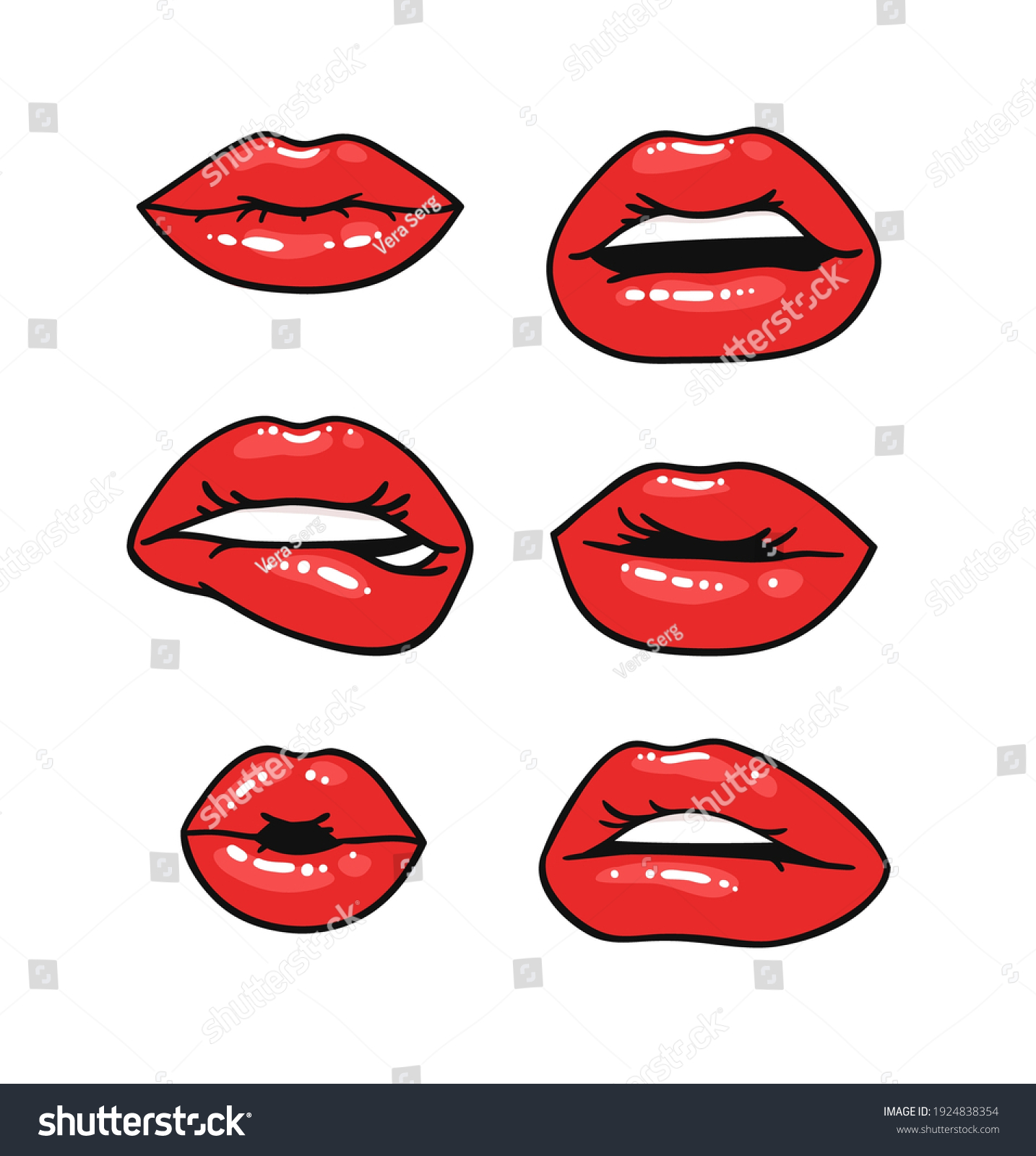 Lips hembra sexy con pintalabios rojos vector de stock libre de regalías