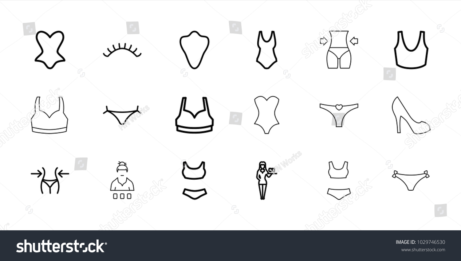 Sexy Icons Set Editable Outline Stock Vector Royalty Free